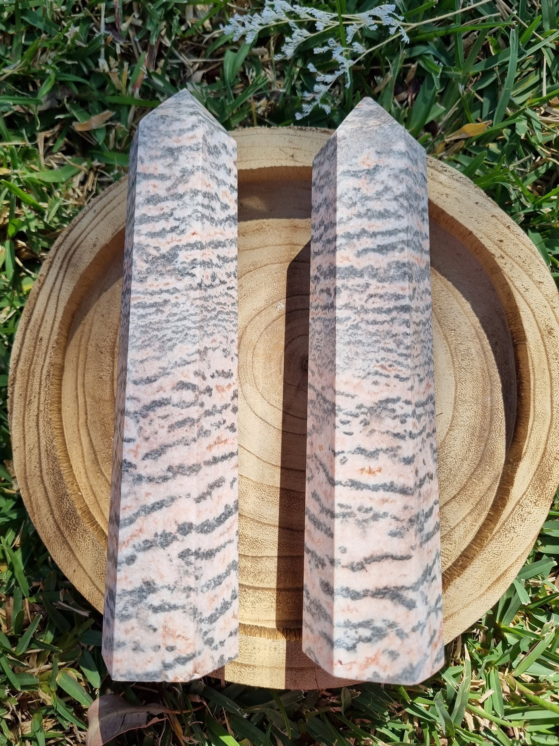 Large Pink Zebra Jasper Towers