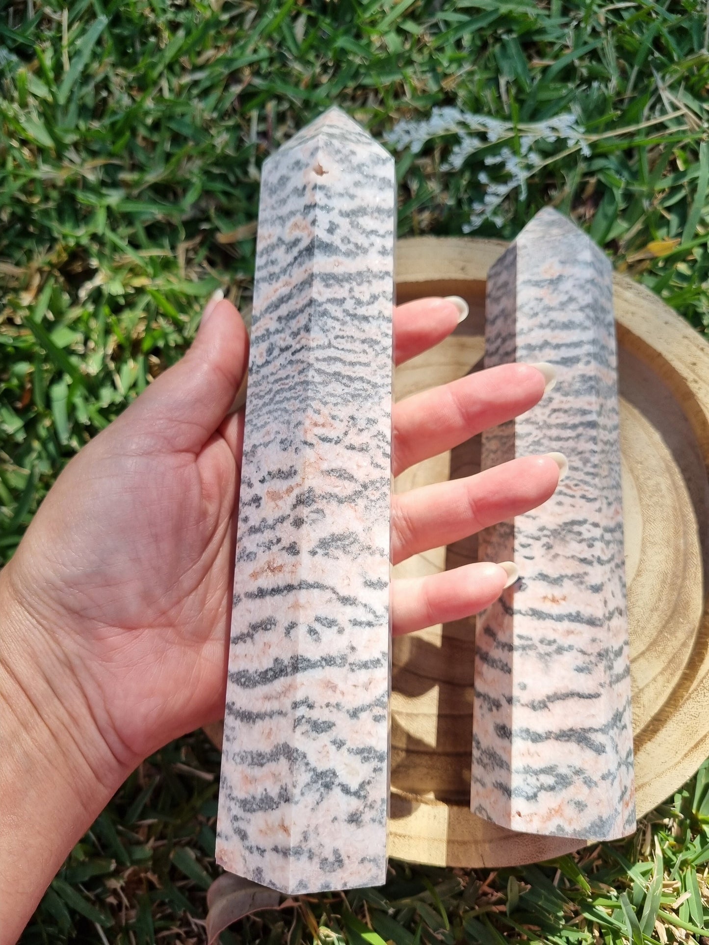 Large Pink Zebra Jasper Towers