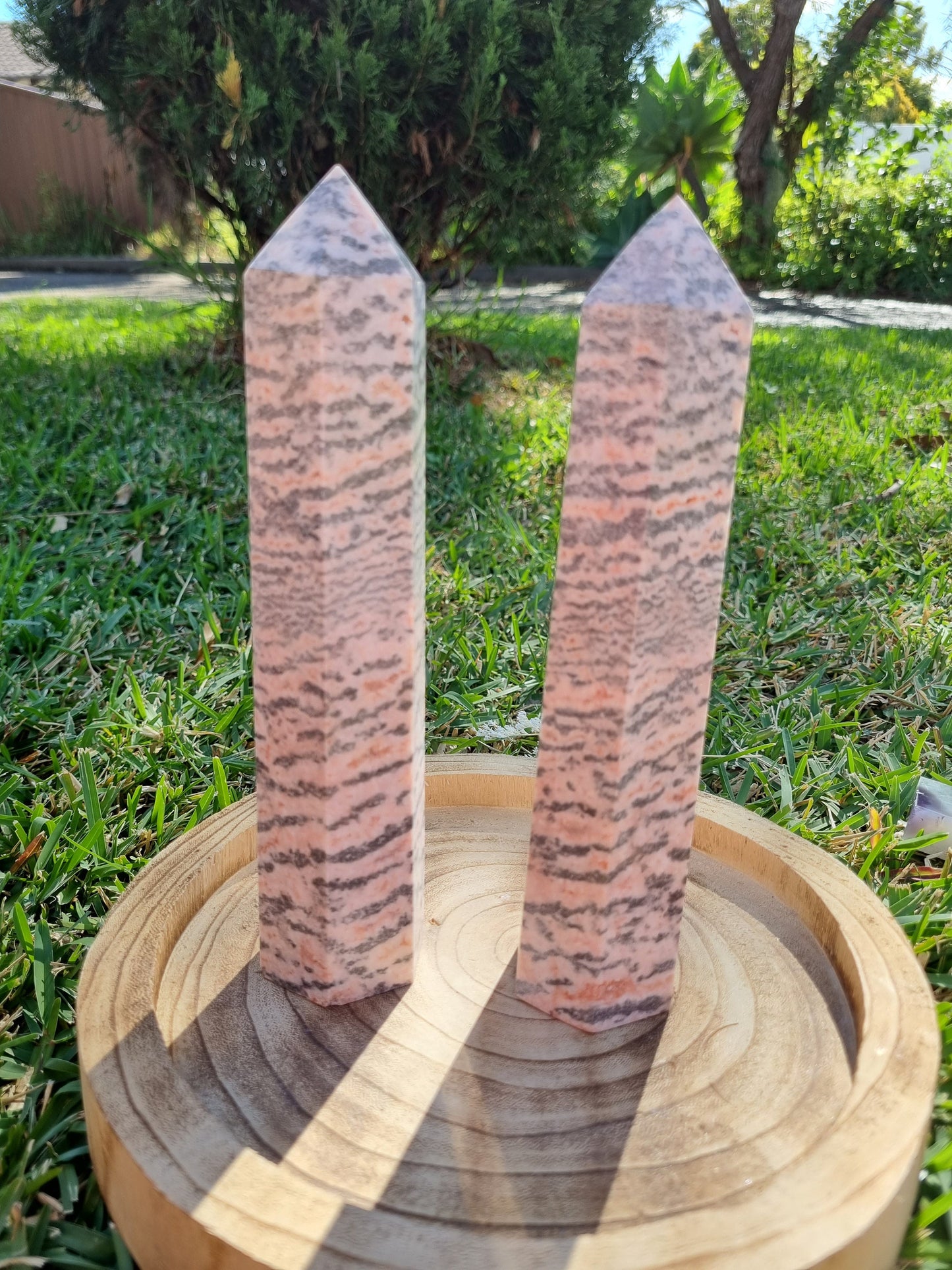 Large Pink Zebra Jasper Towers