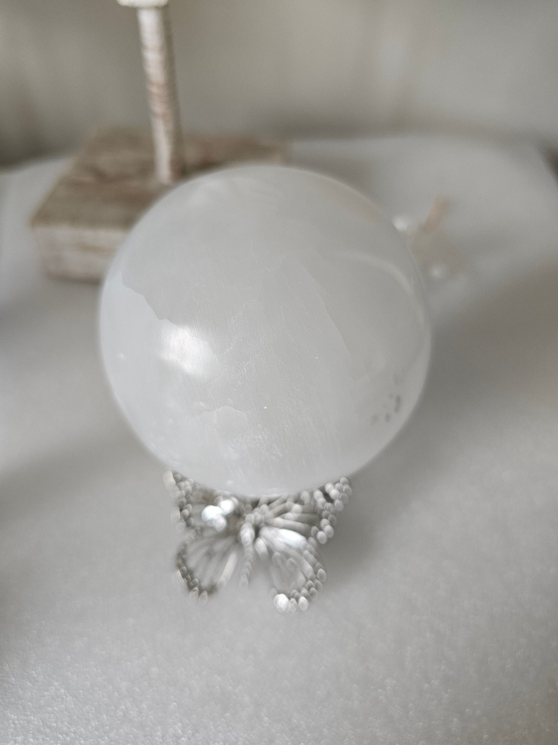 Selenite Sphere 6.5cm / Selenite Crystal Ball / Clear and Cleanse /