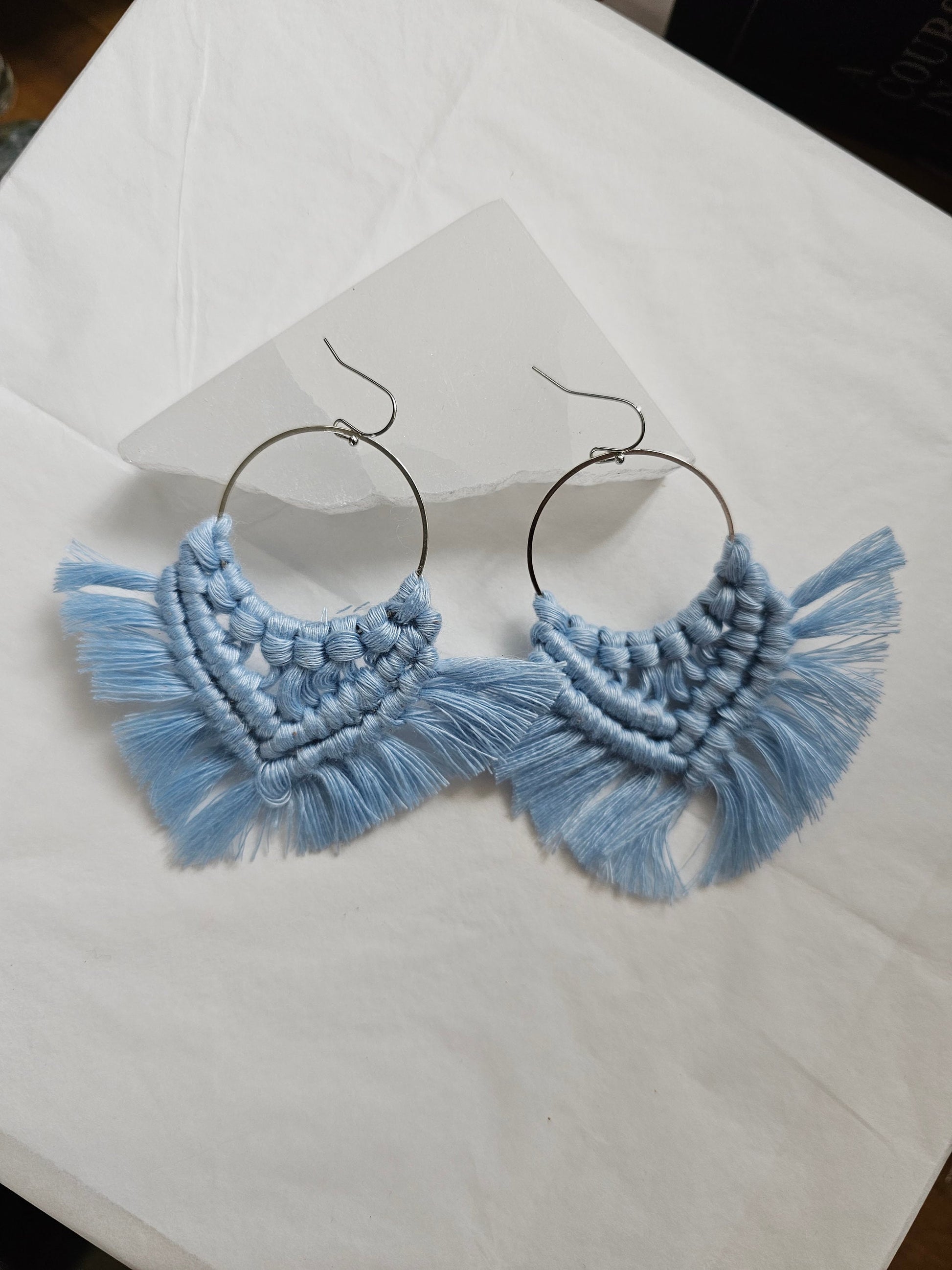 Blue Macrame Silver plated Earrings