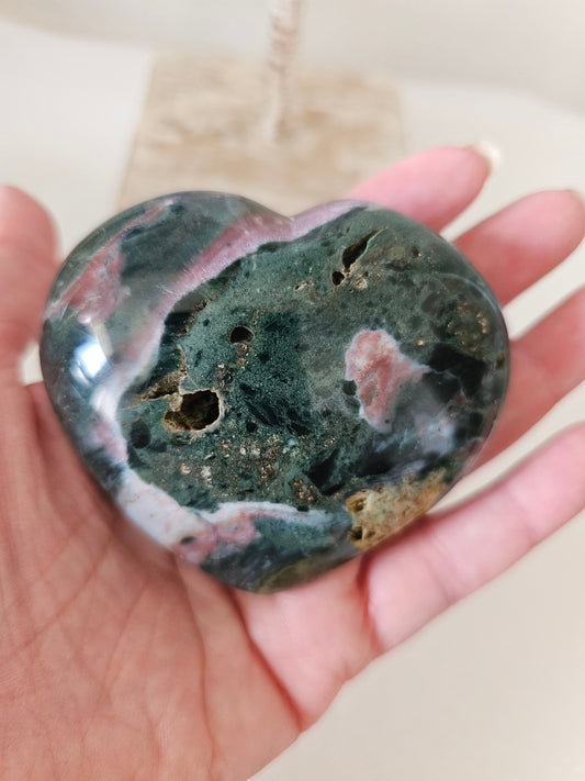 Puffy Ocean Jasper Heart / Crystal From Madagascar 8.5cm