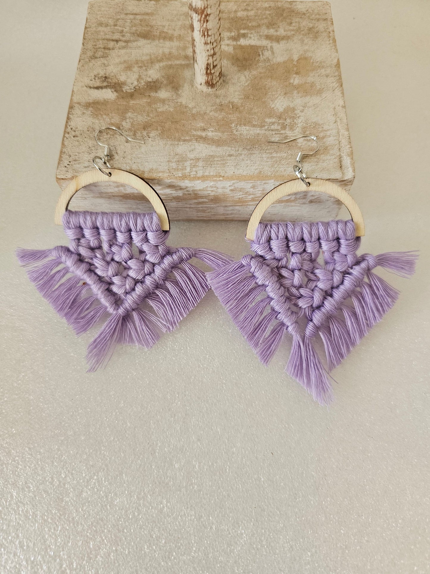 Purple Macrame Silver plated Earrings