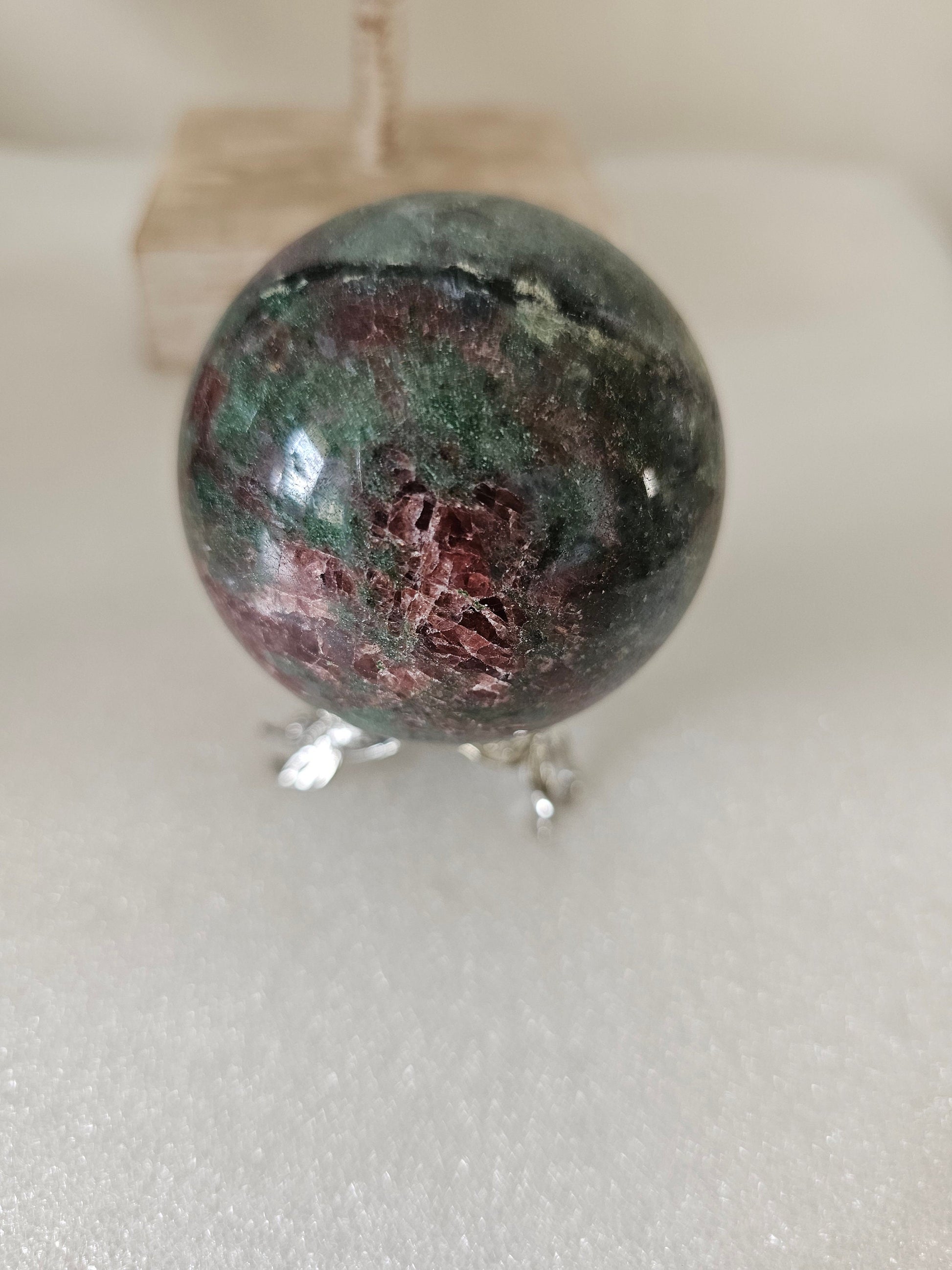 Rare Green and red Garnet Sphere