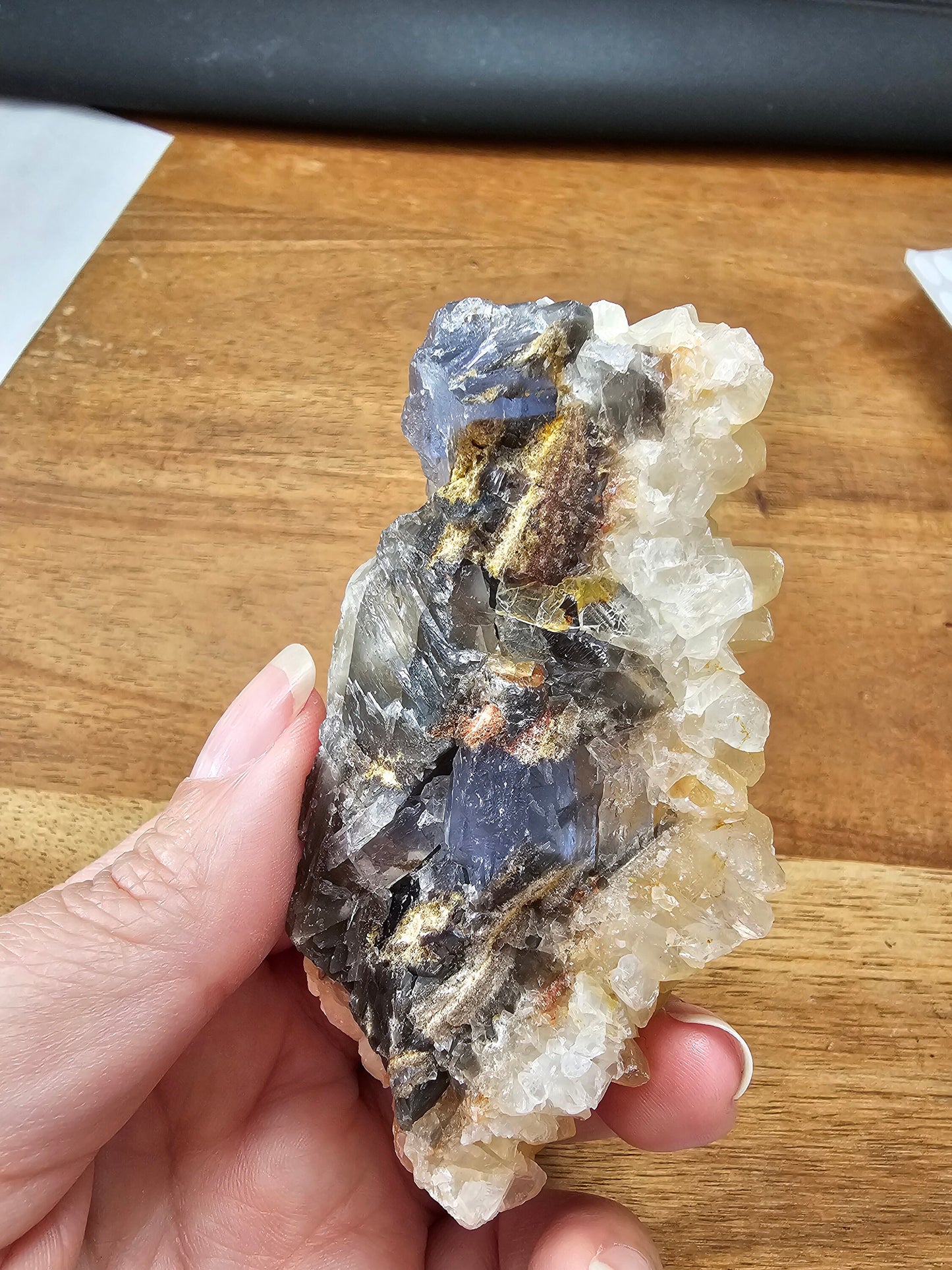 Rare Dog tooth Calcite cluster w/ Fluorite