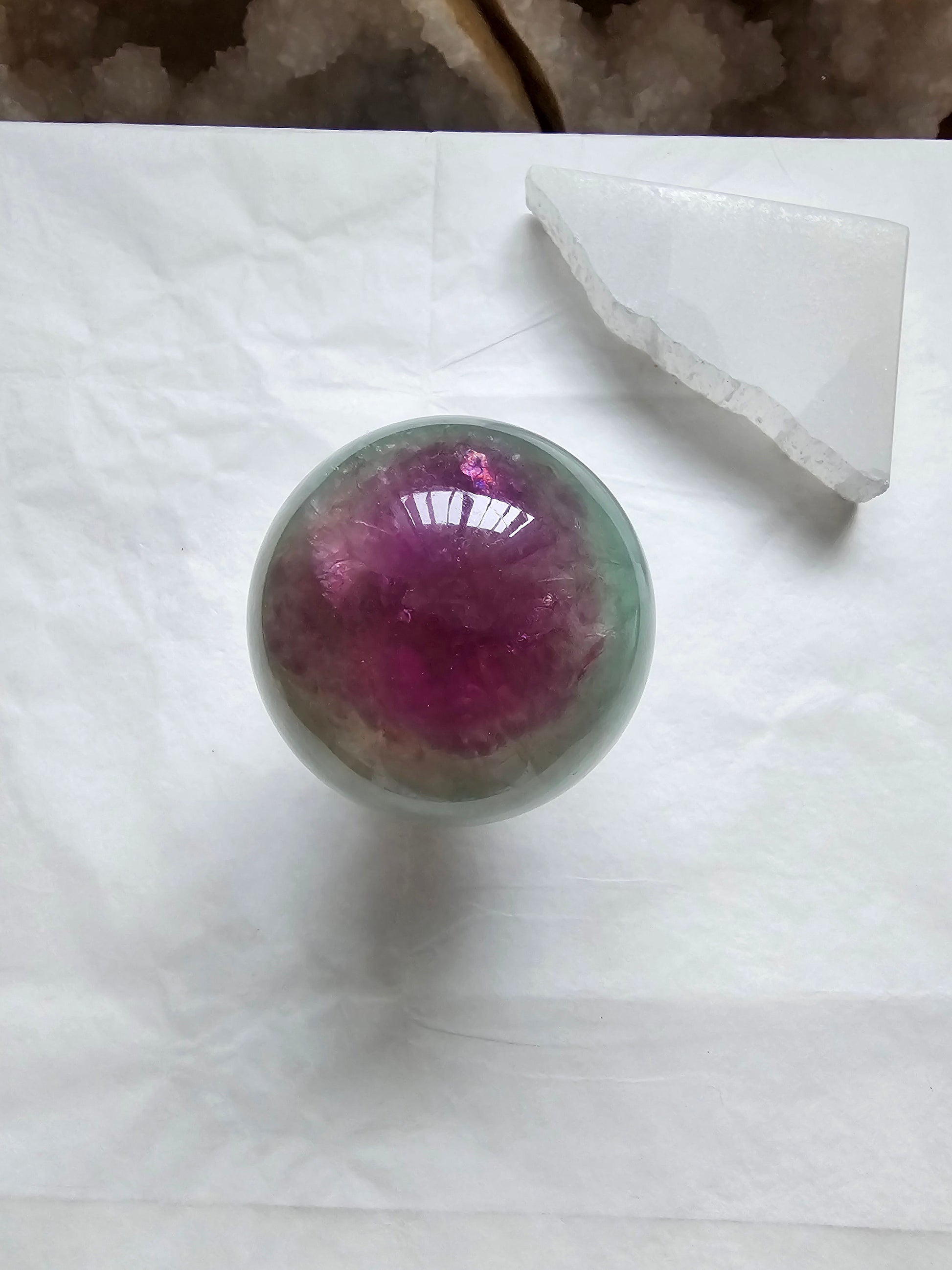 Rainbow Fluorite Sphere with Rainbows / 5.5cm 300g