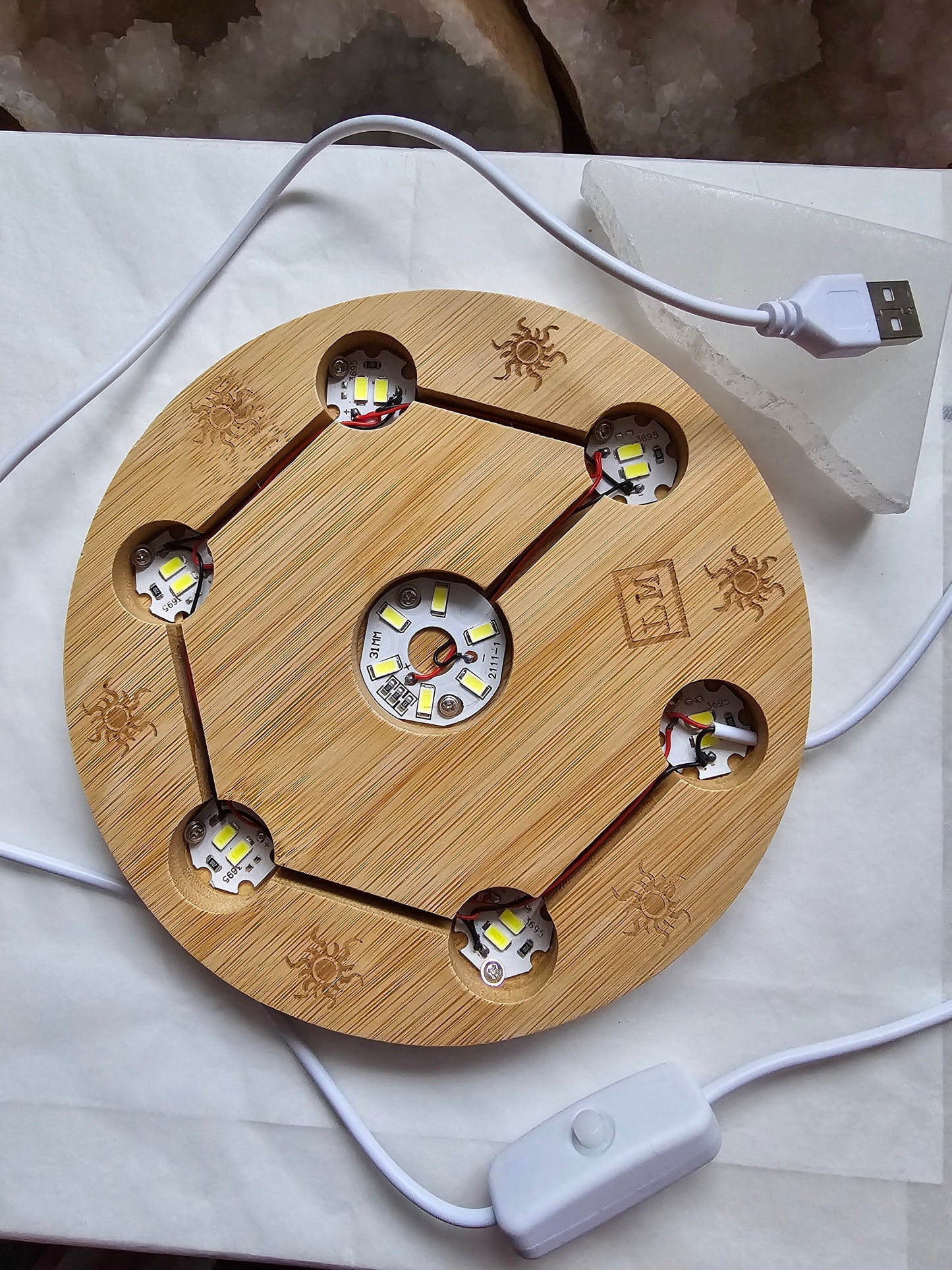 Wooden white light - 15cm diameter Sphere holder