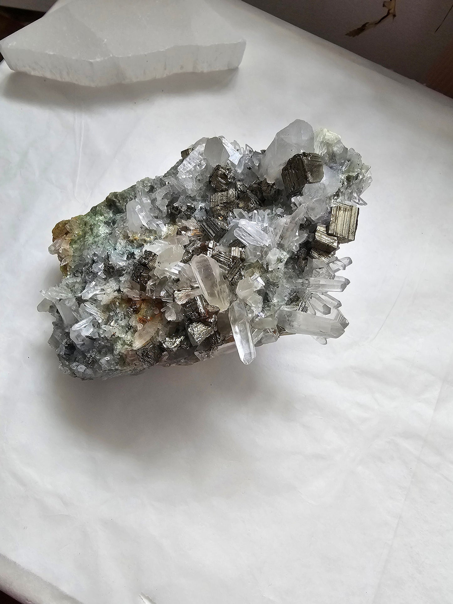 Quartz on Pyrite Cluster