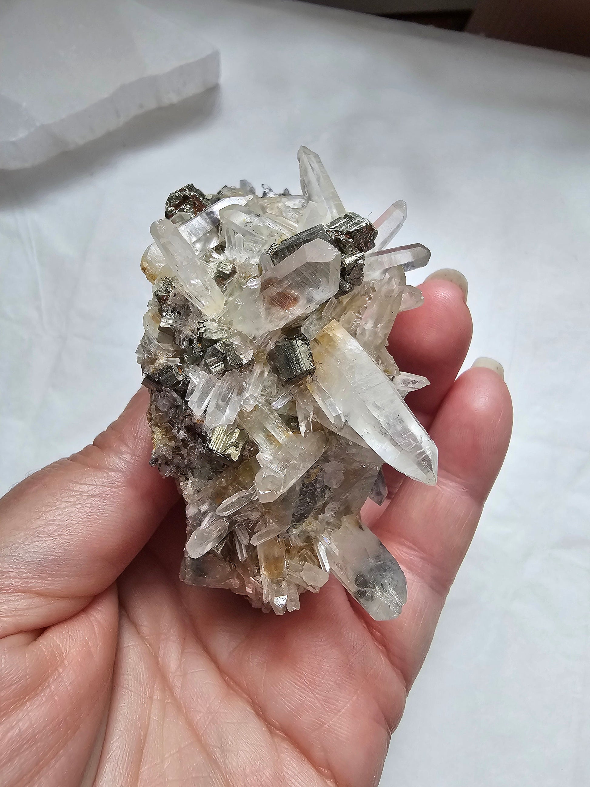 Quartz on Pyrite Cluster w/ phantoms - indonesian