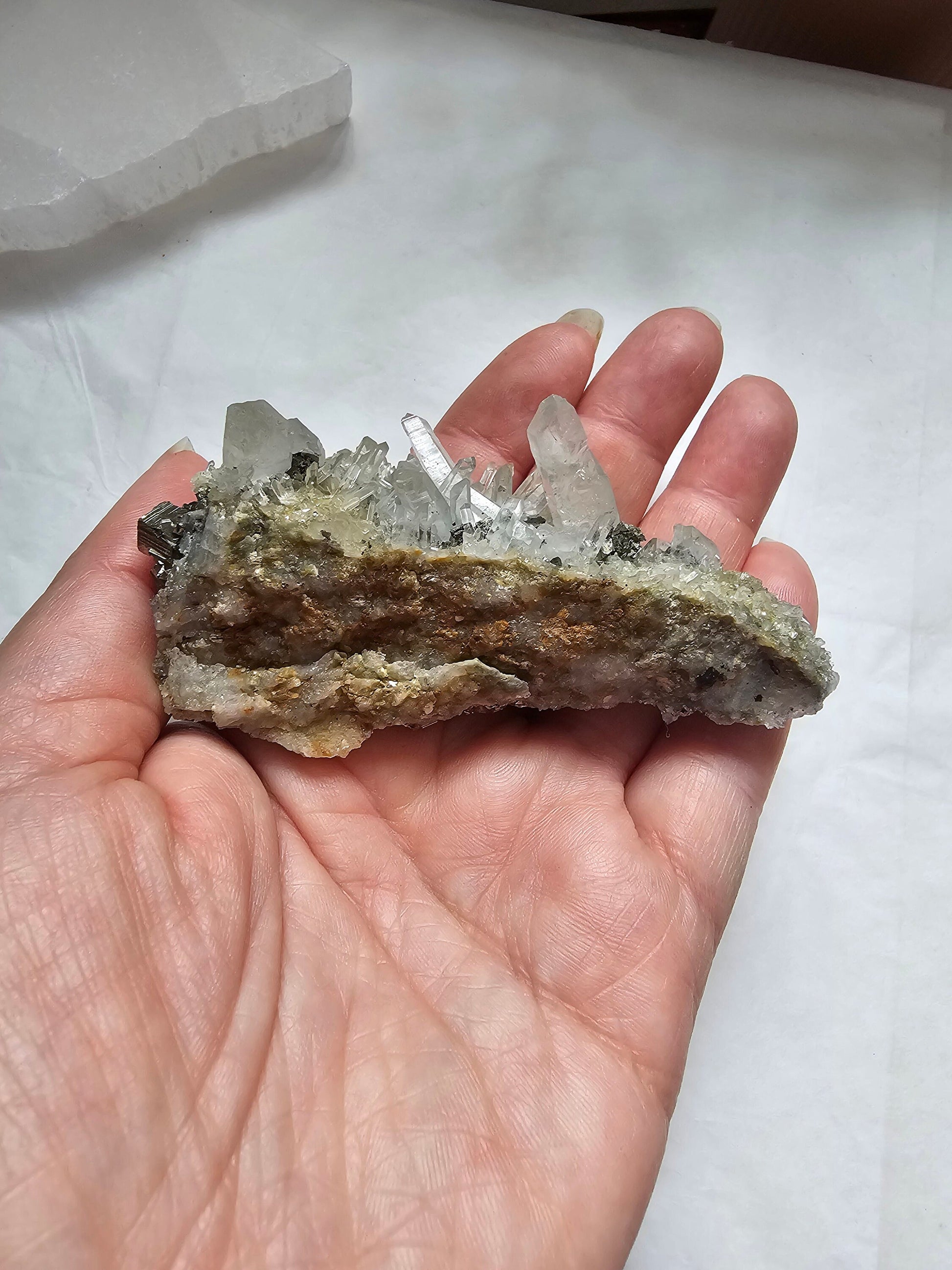 Pyrite w/ Quartz points Cluster - indonesian