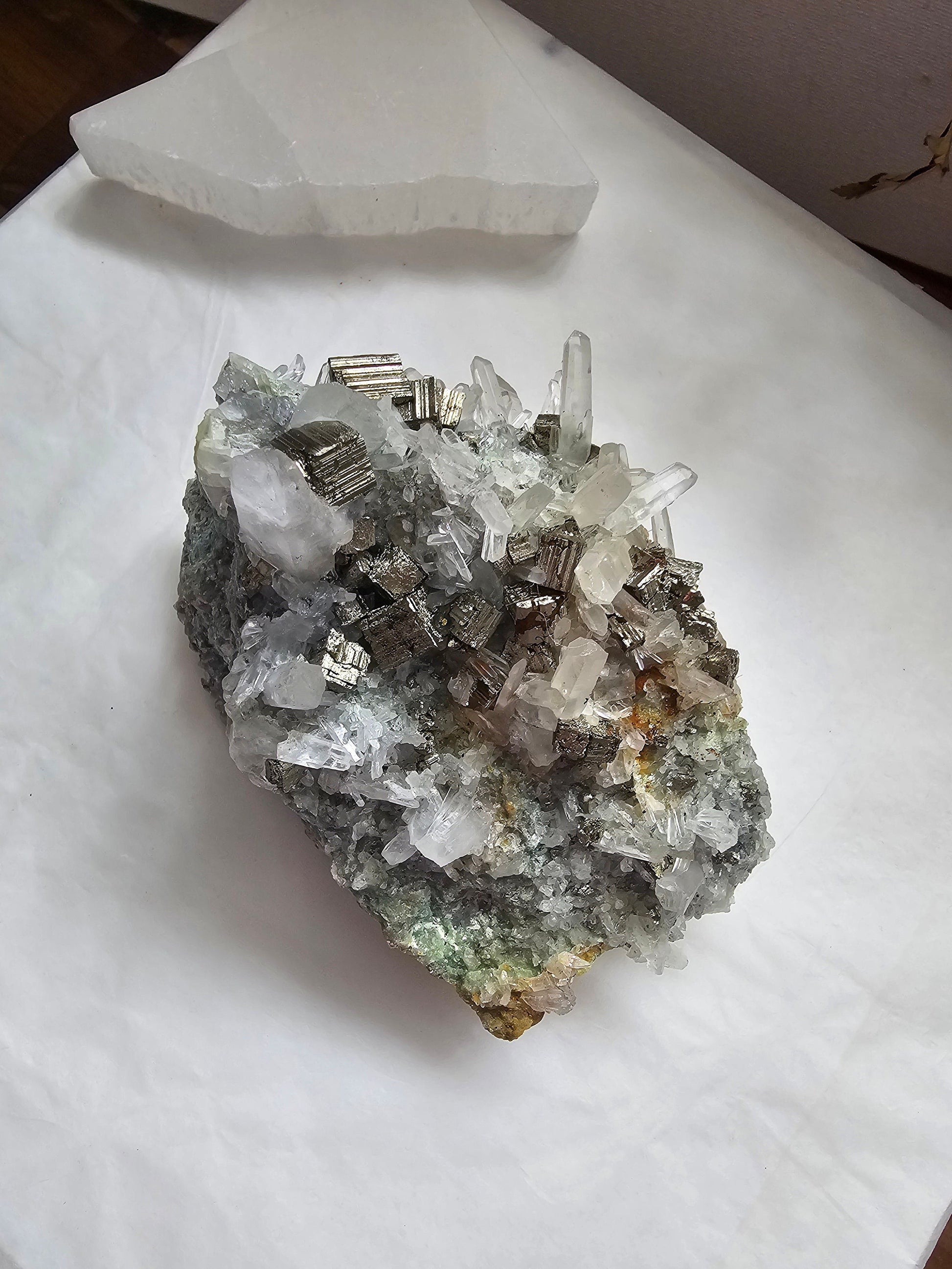 Quartz on Pyrite Cluster