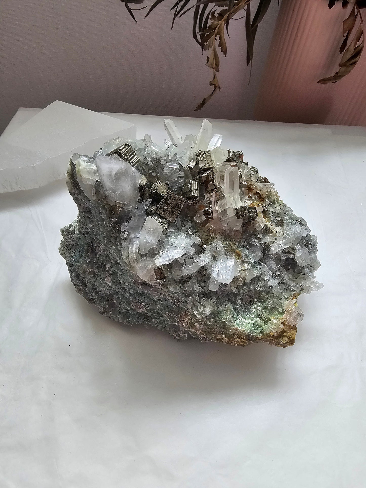 Quartz on Pyrite Cluster