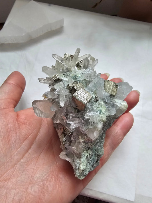 Pyrite quartz cluster from indonesia