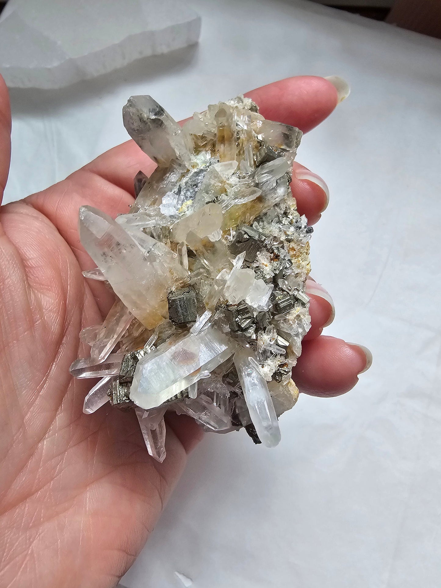 Quartz on Pyrite Cluster w/ phantoms - indonesian