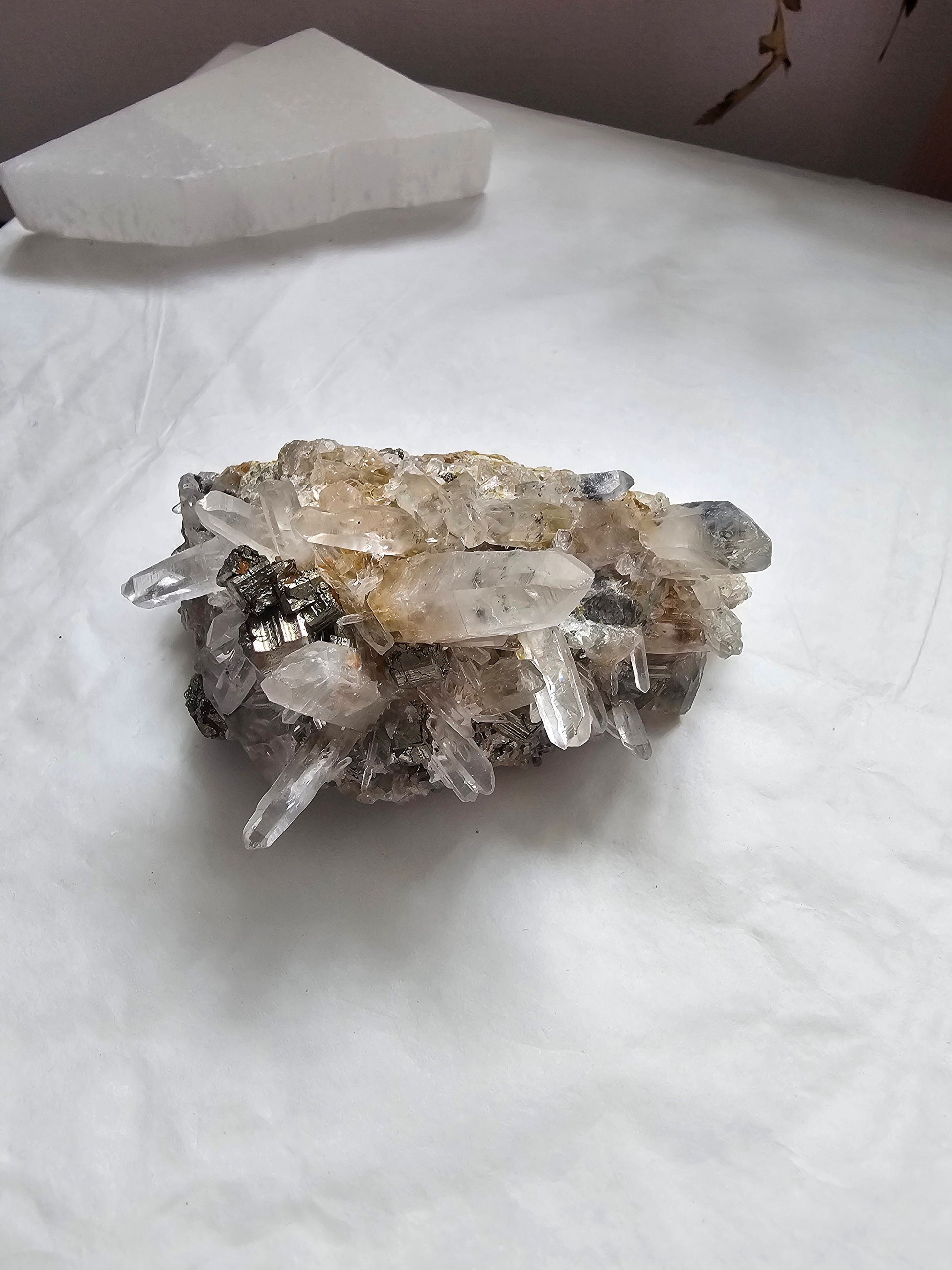 Quartz on Pyrite Cluster w/ phantoms - indonesian