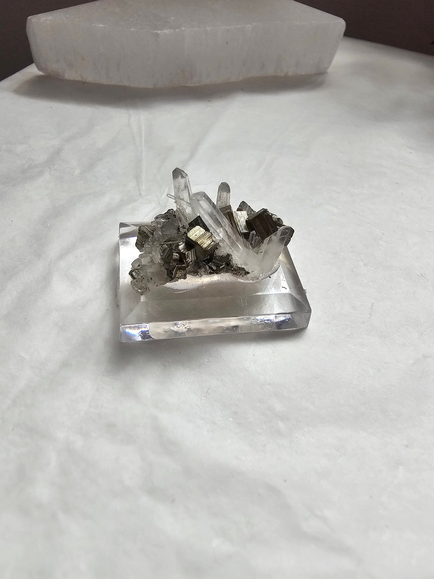 Small Pyrite & Quartz points specimen - indonesian