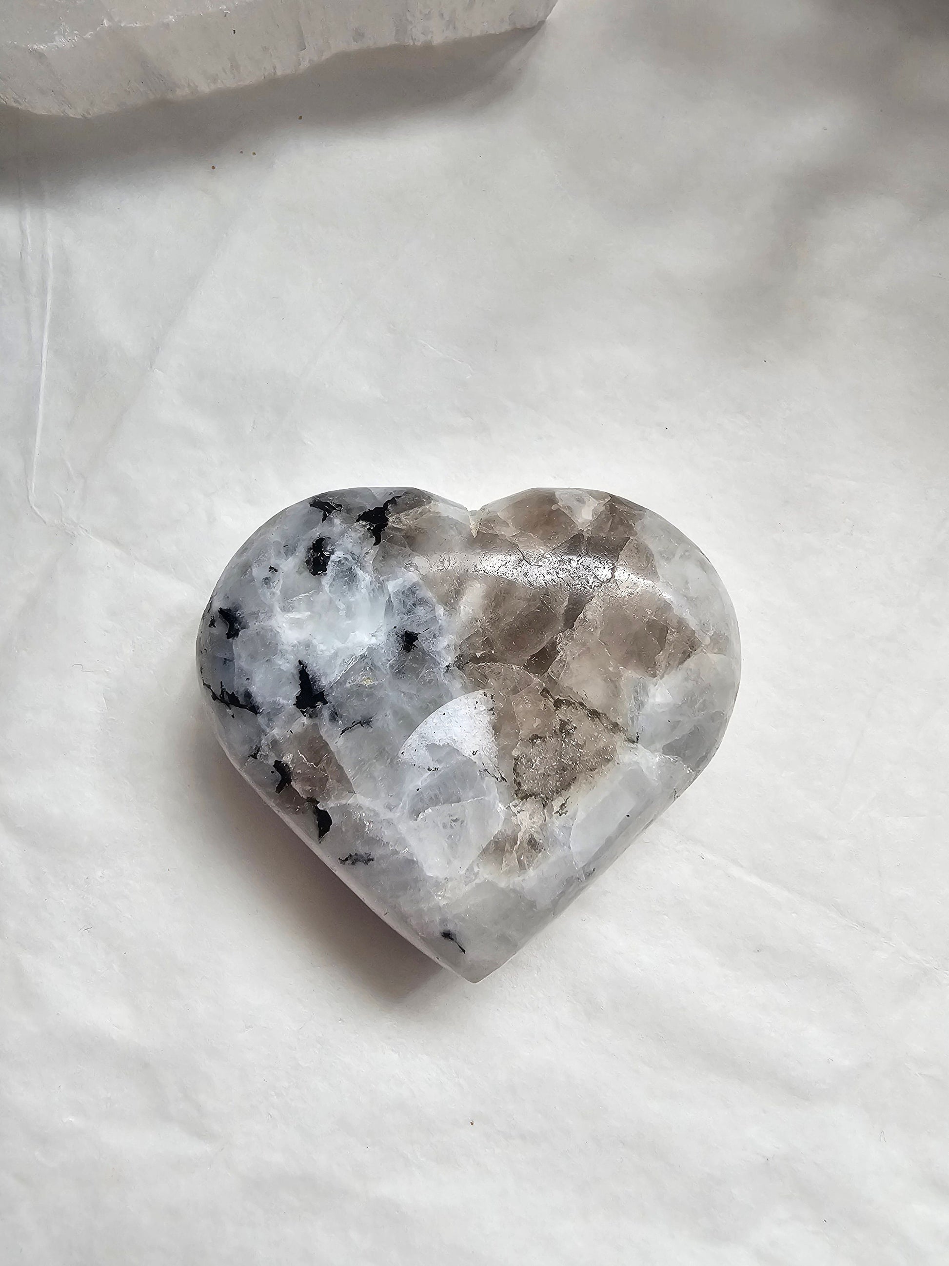 Rainbow Moonstone Heart w/ smoky