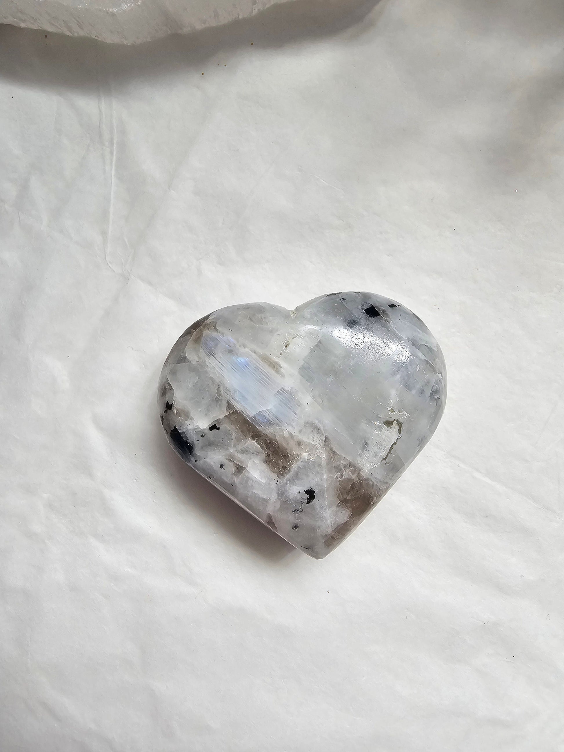 Rainbow Moonstone Heart w/ smoky