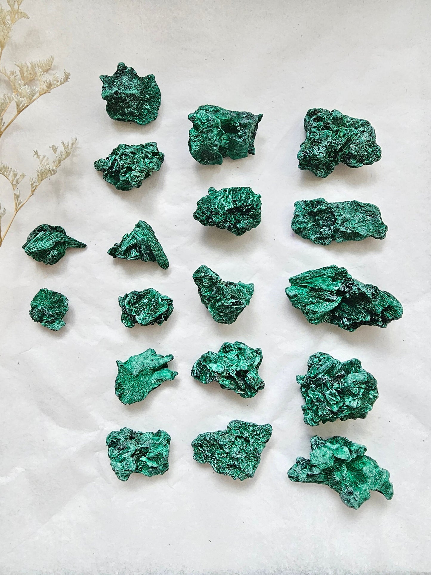 Raw Fibrous Malachite