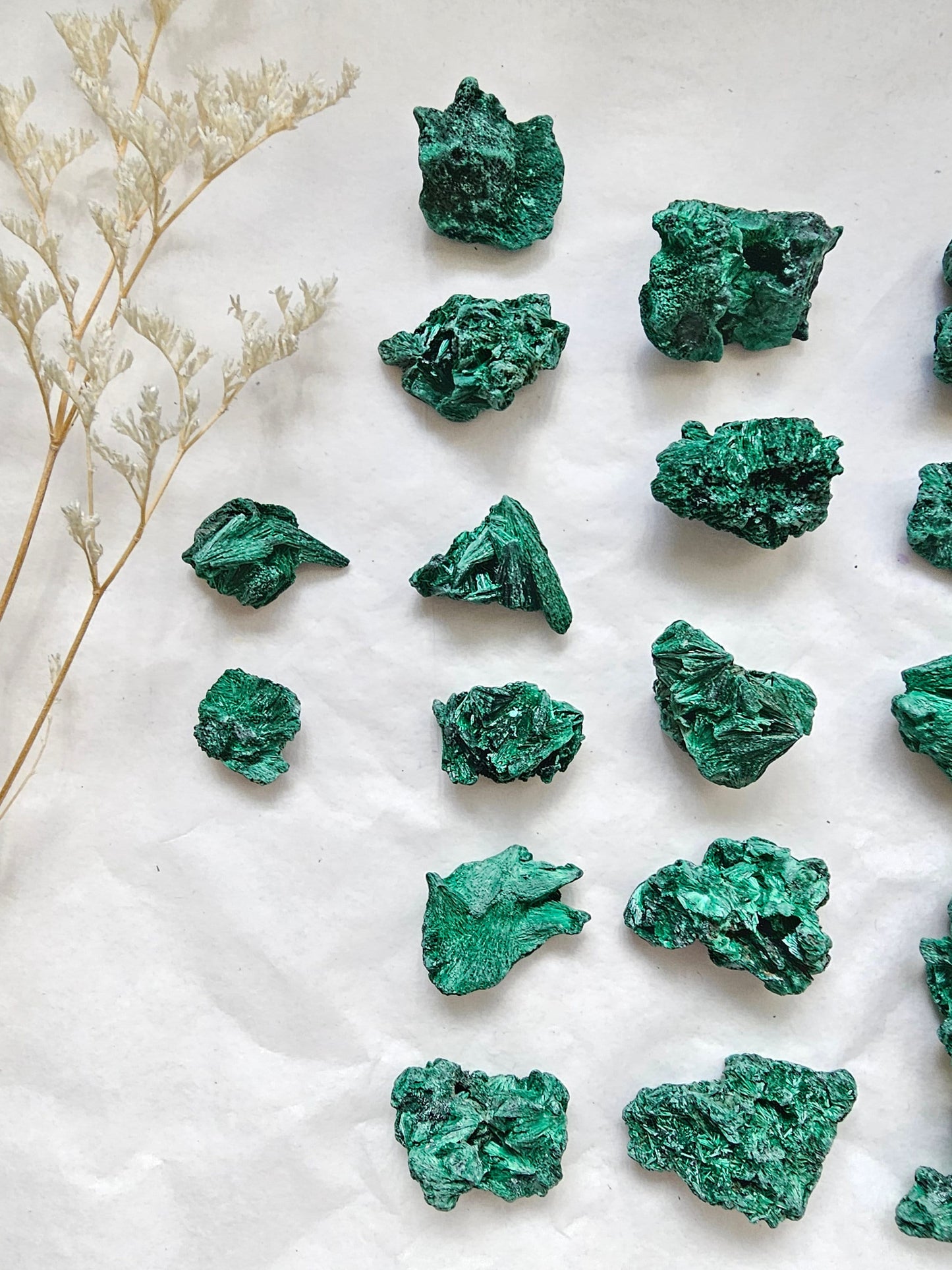 Raw Fibrous Malachite