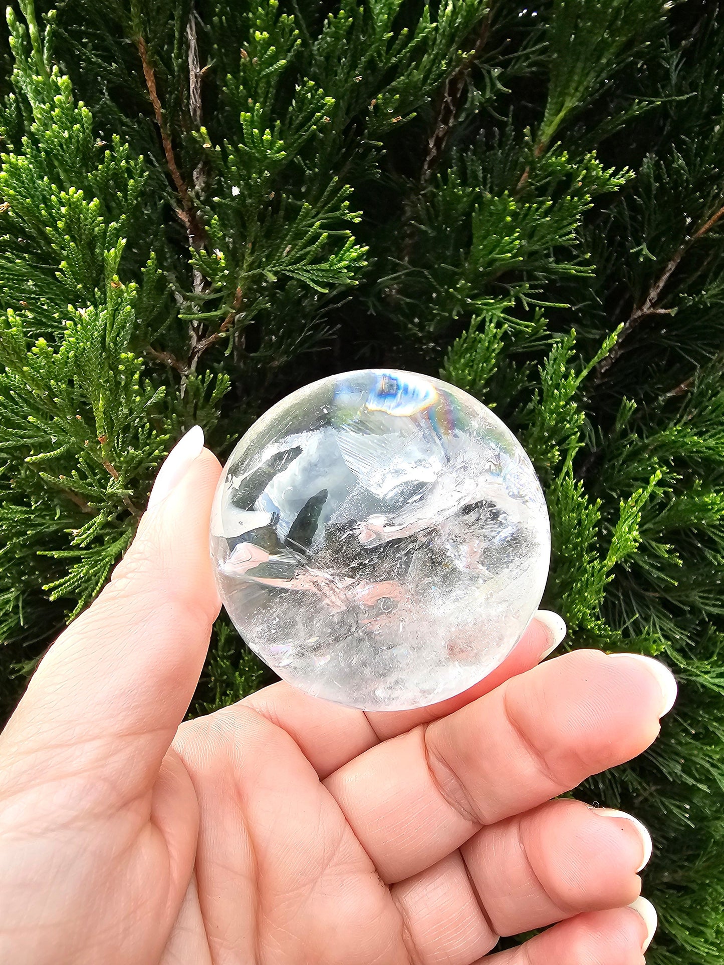 Lemurian Clear Quartz Sphere w/ rainbows / High quality 5.5cm