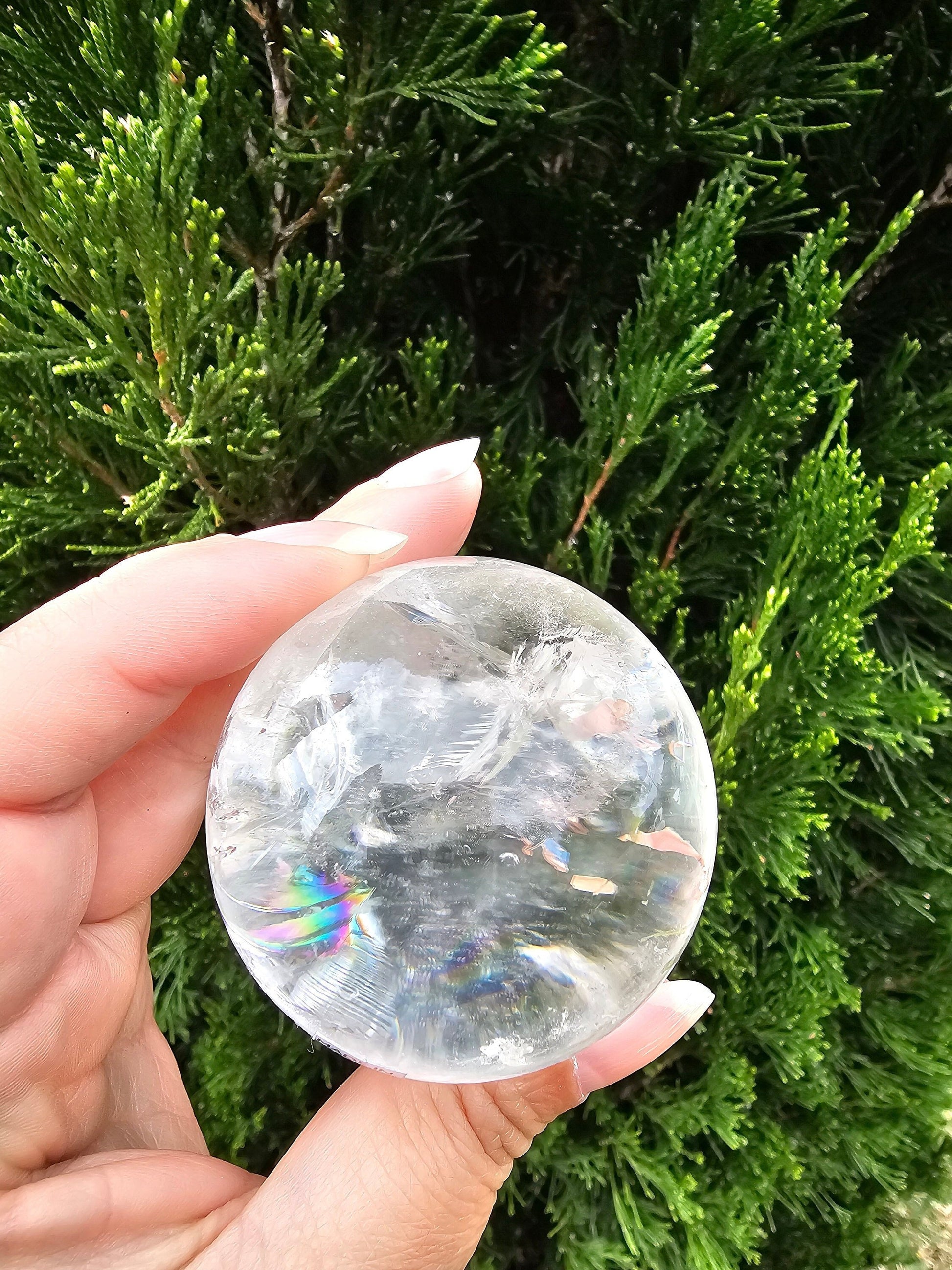 Lemurian clear quartz sphere