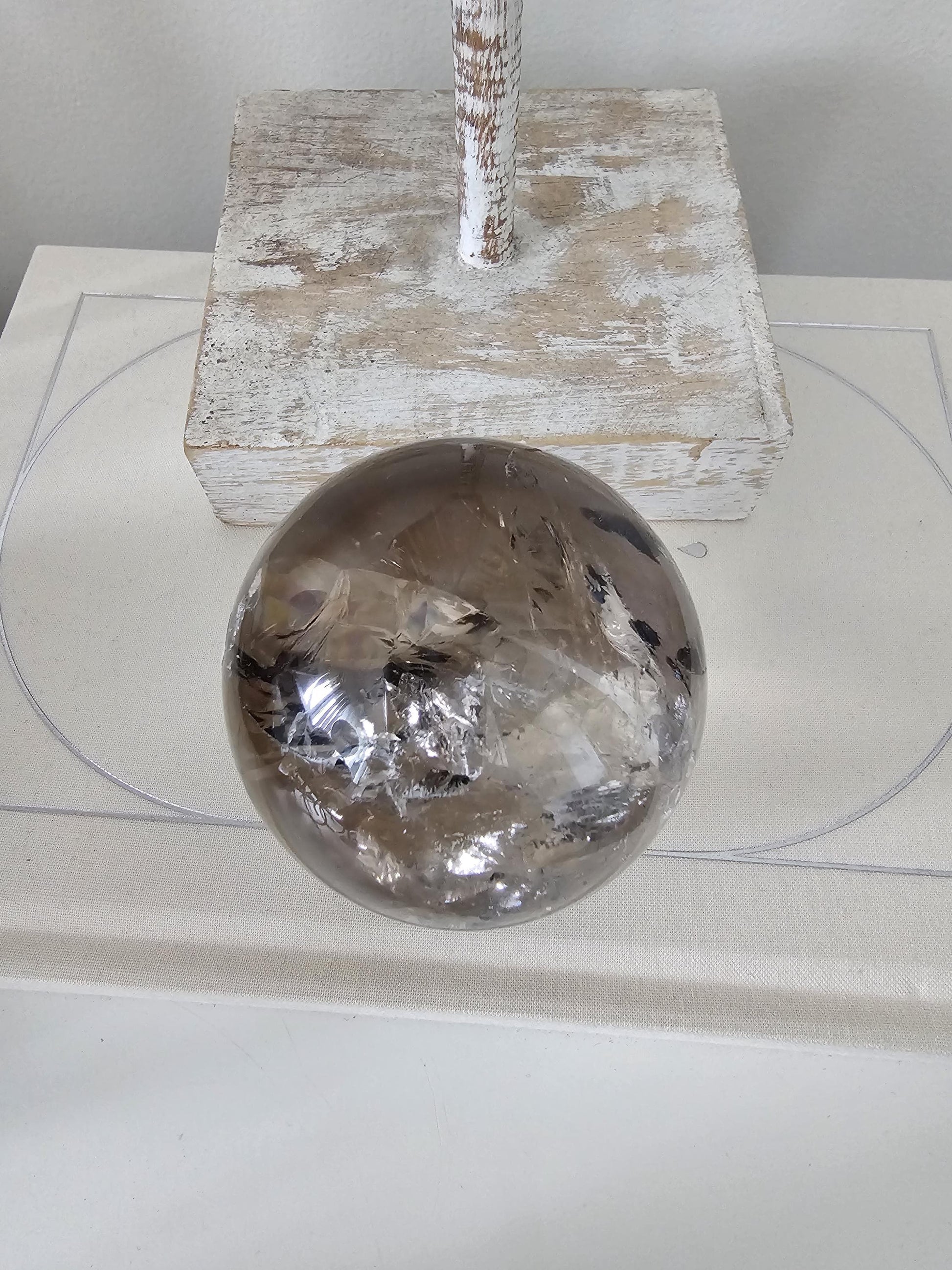 Smoky Quartz Sphere 6cm w/rainbows / High quality