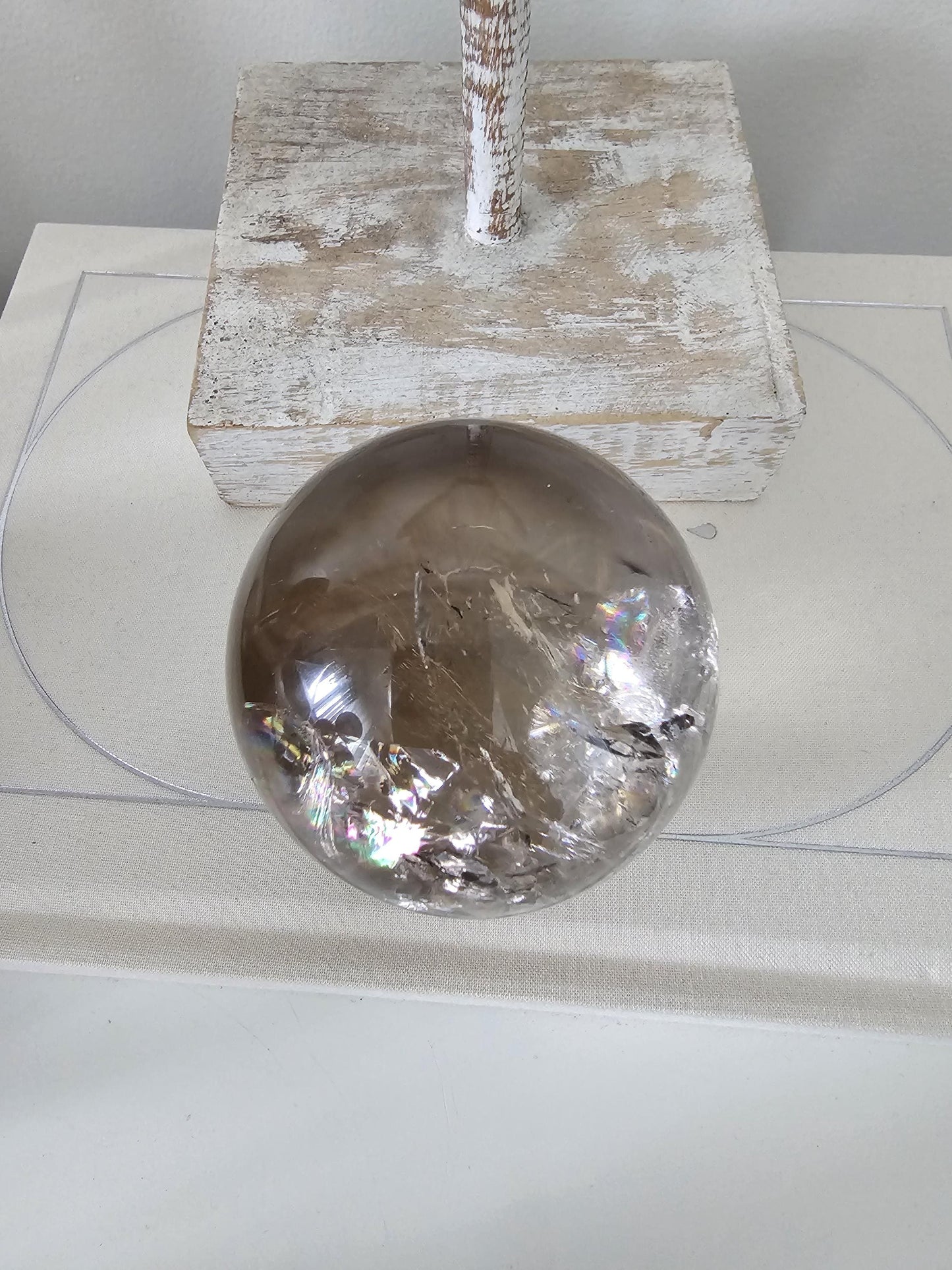 Smoky Quartz Sphere 6cm w/rainbows / High quality