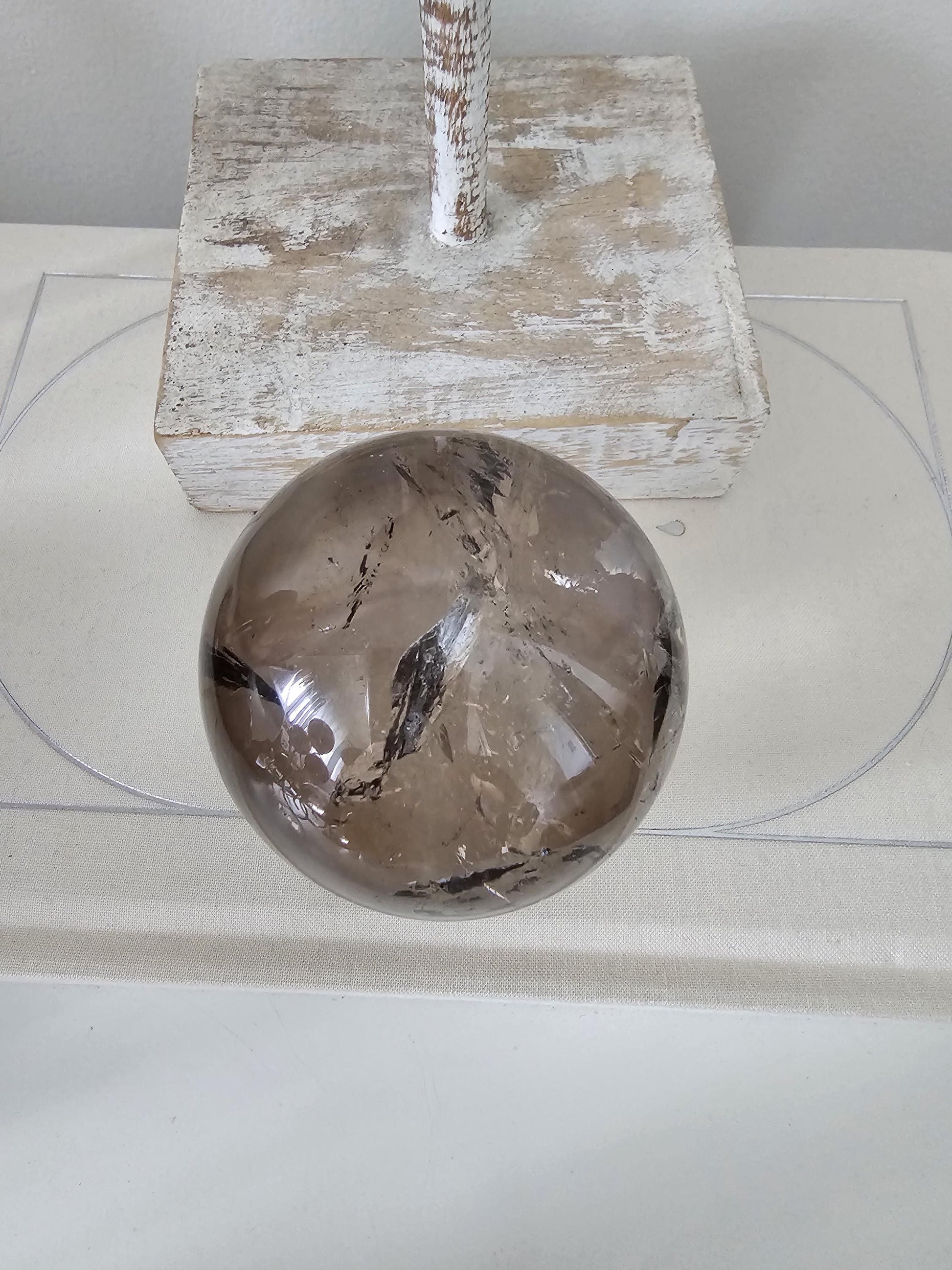 Smoky Quartz Sphere 6cm w/rainbows / High quality