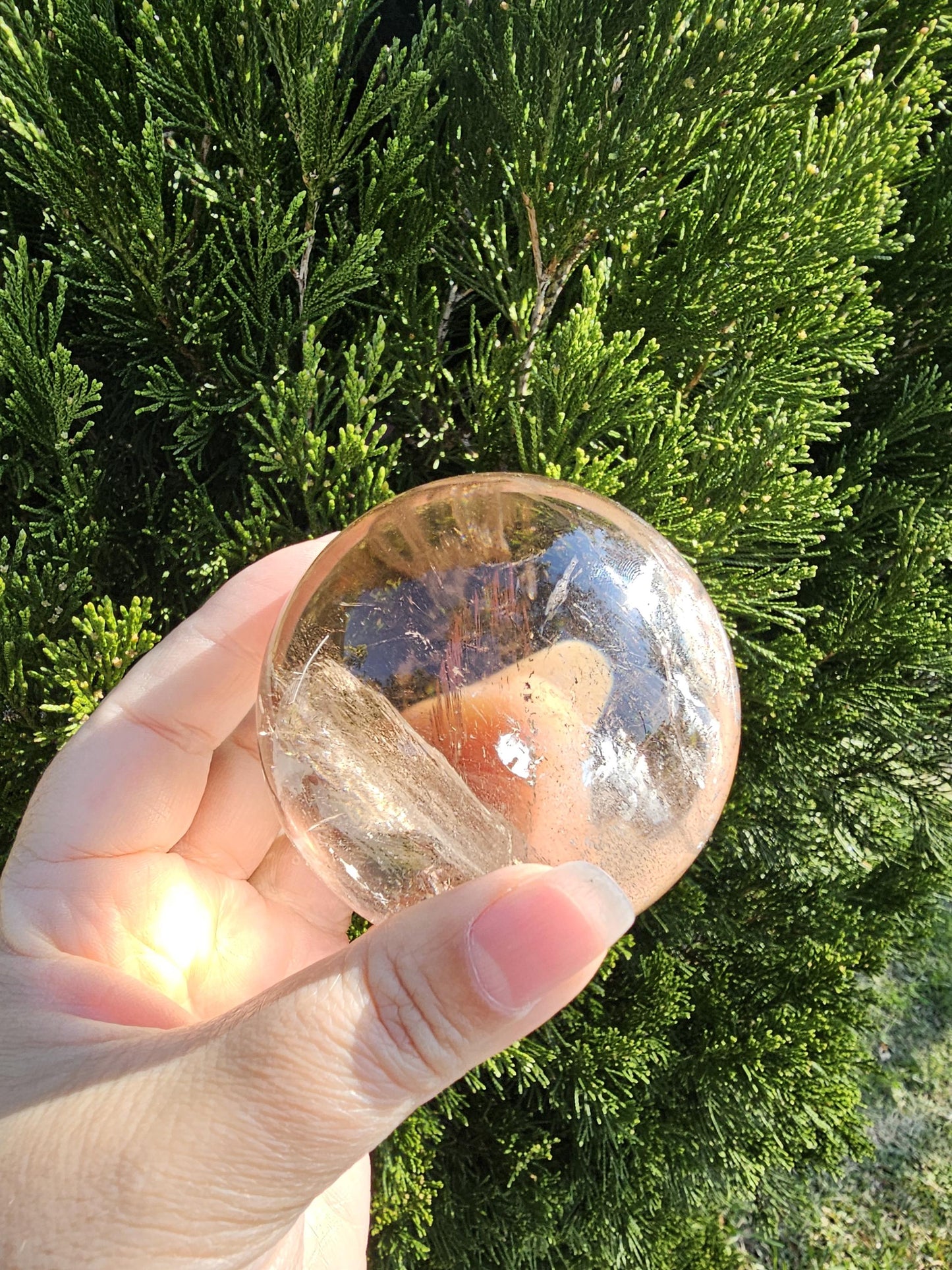 High Quality Smoky Quartz 7cm Sphere w/rainbows