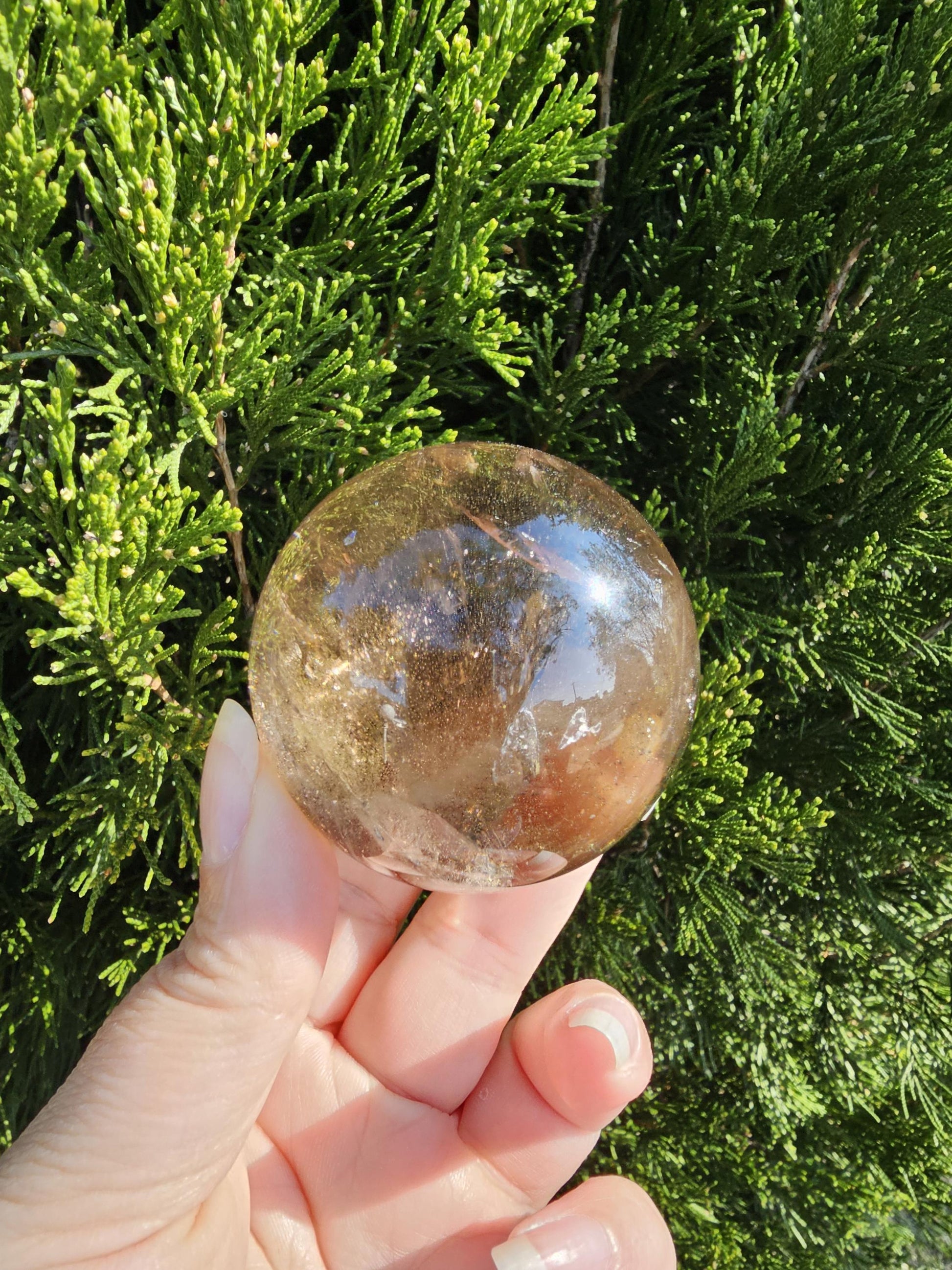 High Quality Smoky Quartz 7cm Sphere w/rainbows