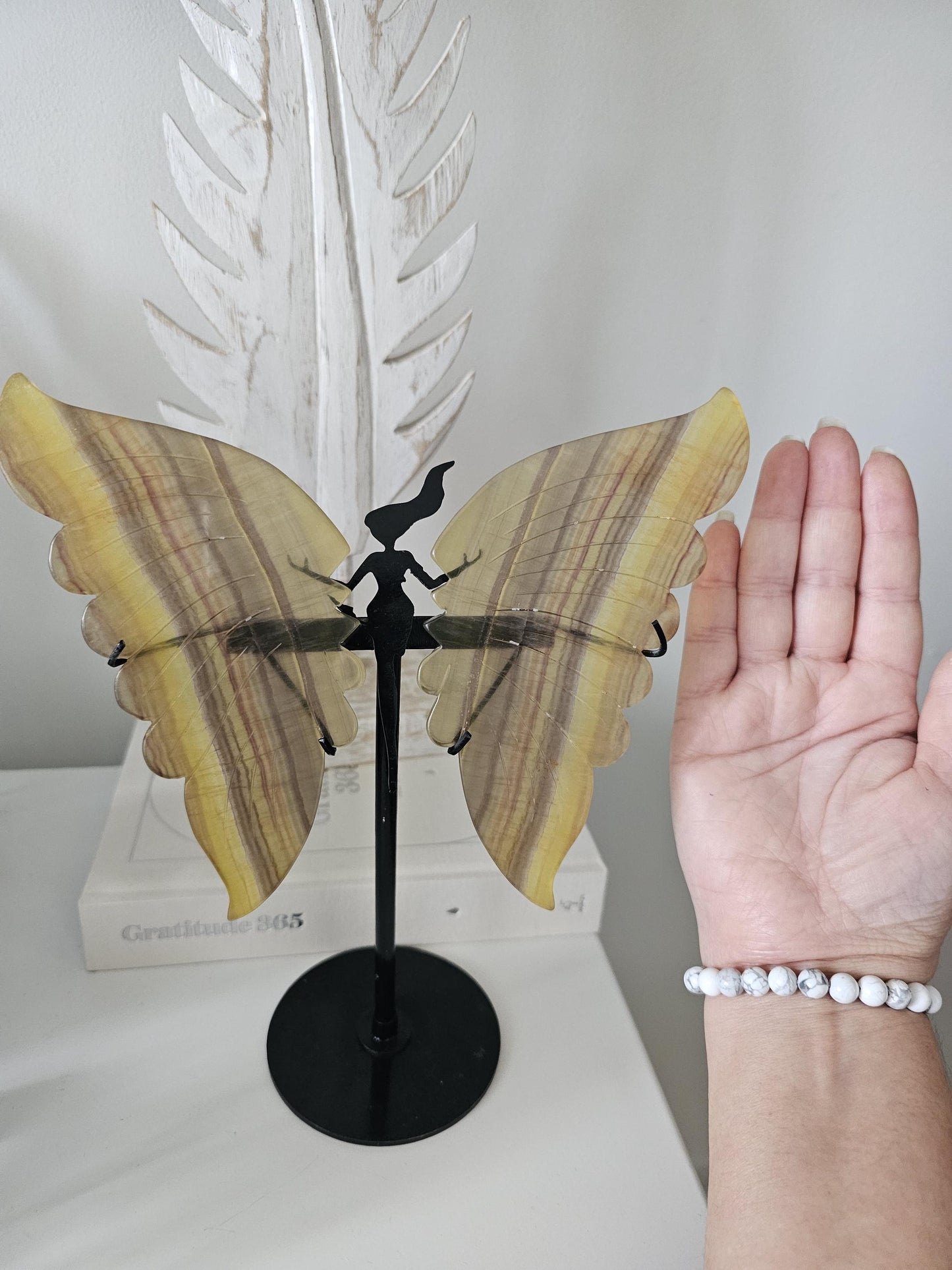 Gorgeous Yellow Fluorite butterfly / Large