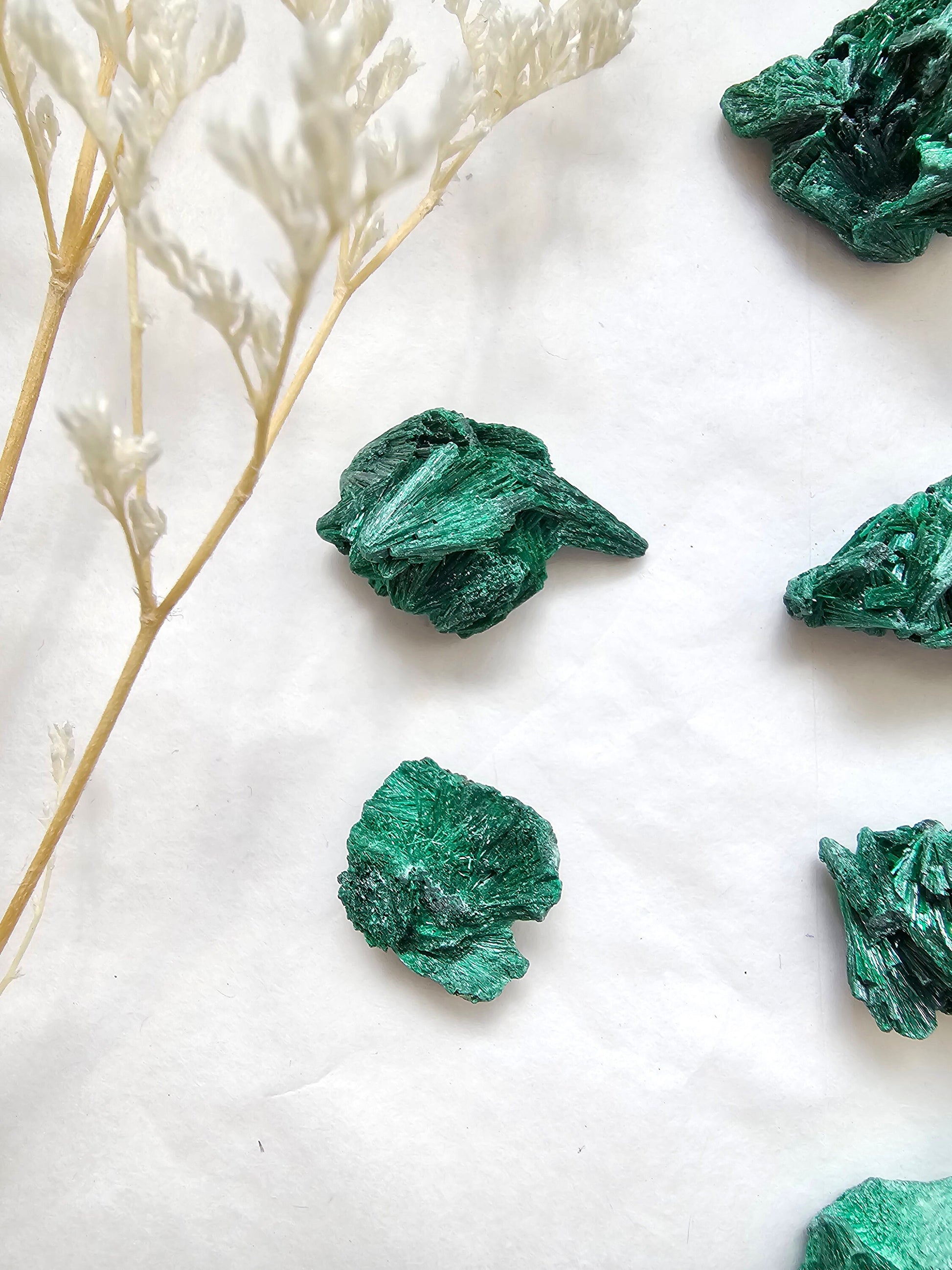 Raw Fibrous Malachite