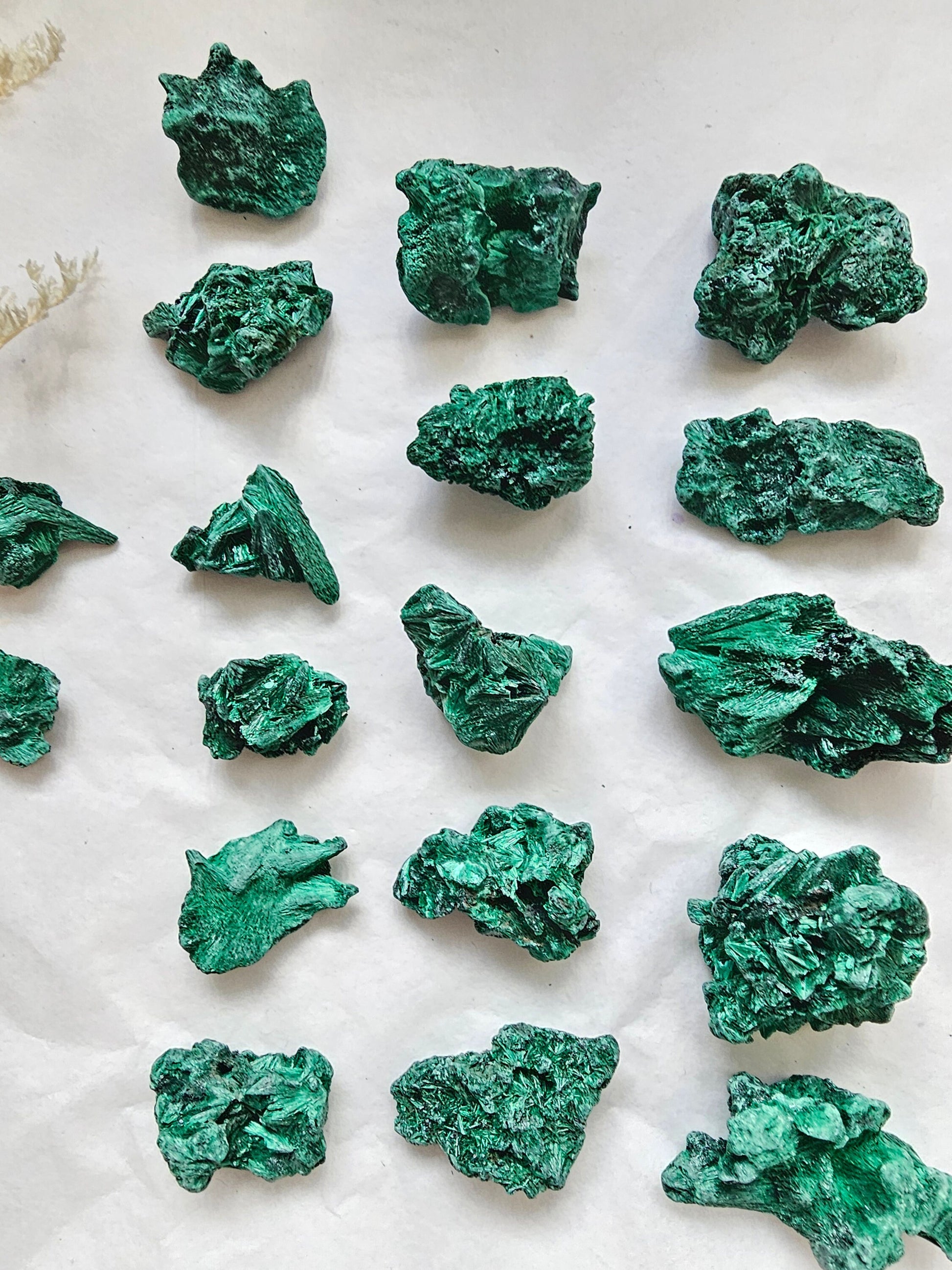 Raw Fibrous Malachite