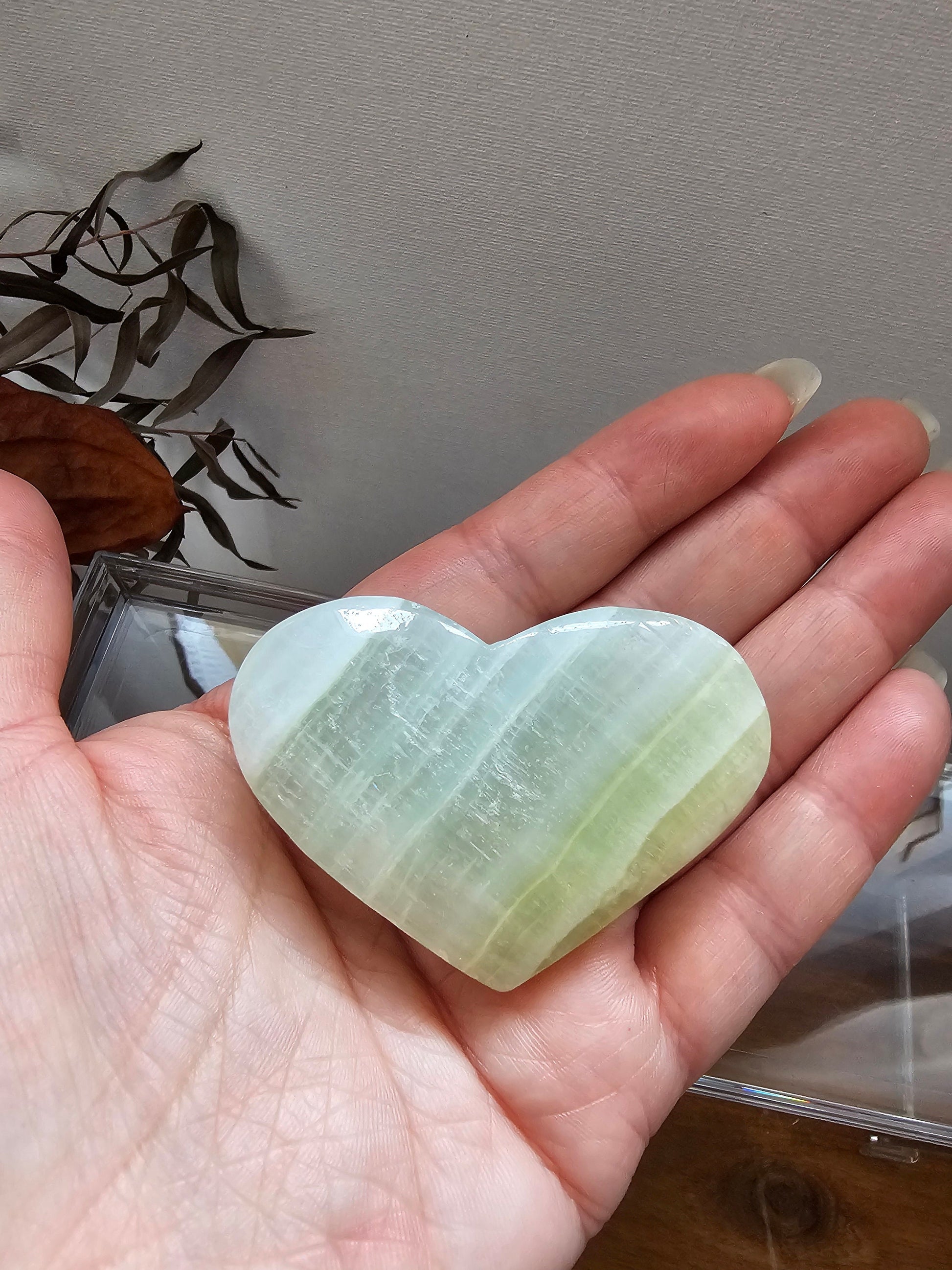 Kiwi Calcite Heart