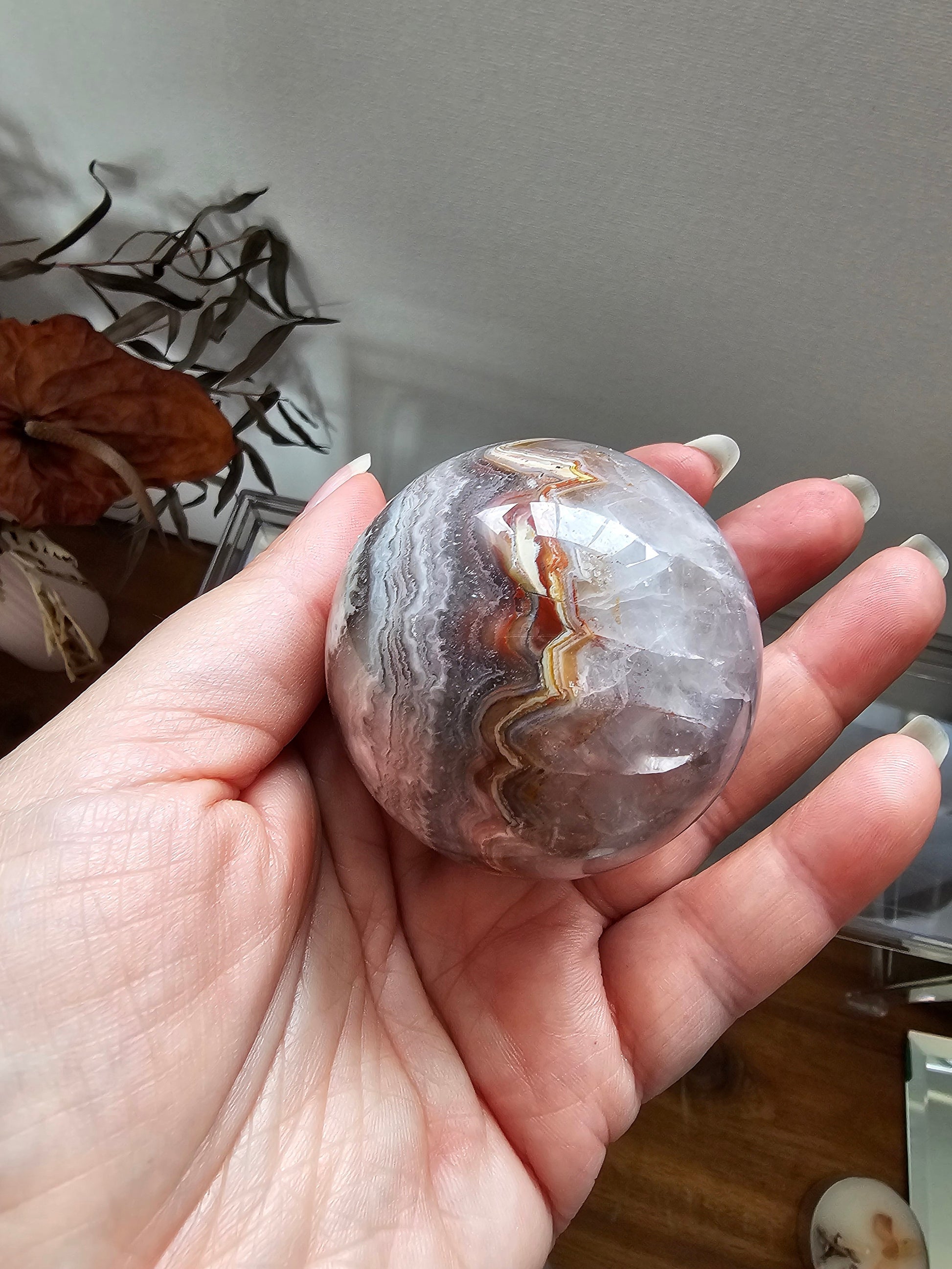 Amethyst crazy lace agate sphere 5.5cm