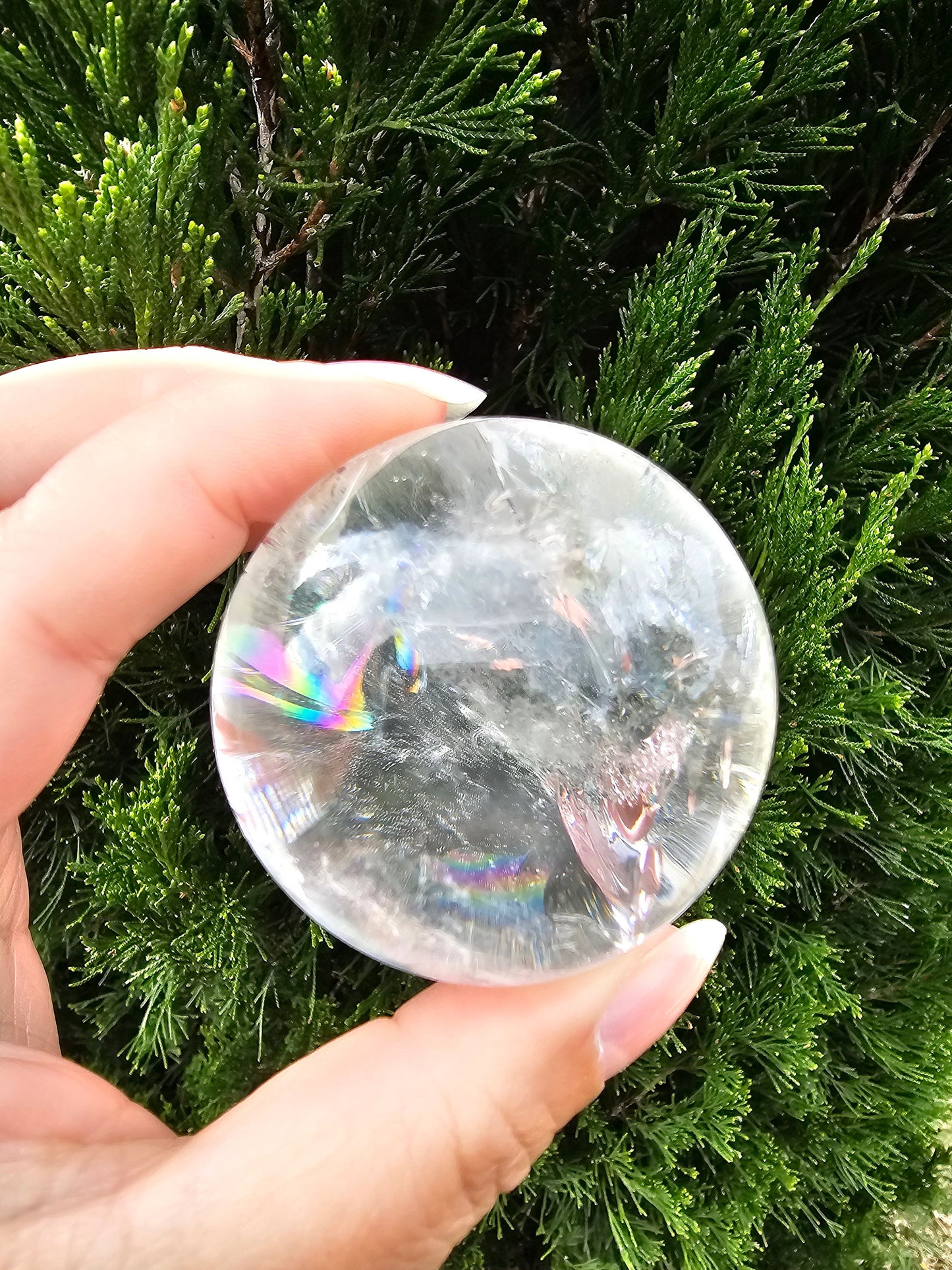 Lemurian Clear Quartz Sphere w/ rainbows / High quality 5.5cm