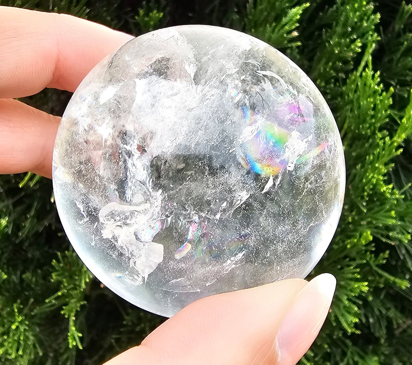 Lemurian Clear Quartz Sphere w/ rainbows / High quality 5.5cm