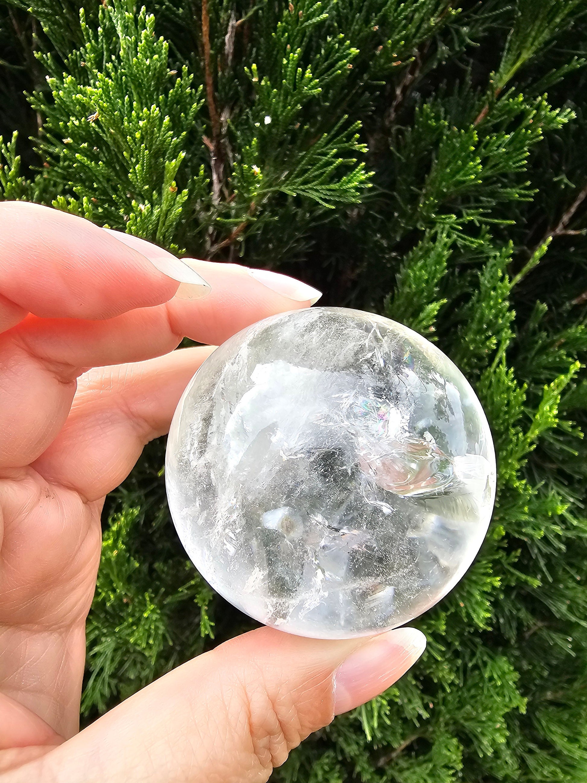 Lemurian Clear Quartz Sphere w/ rainbows / High quality 5.5cm