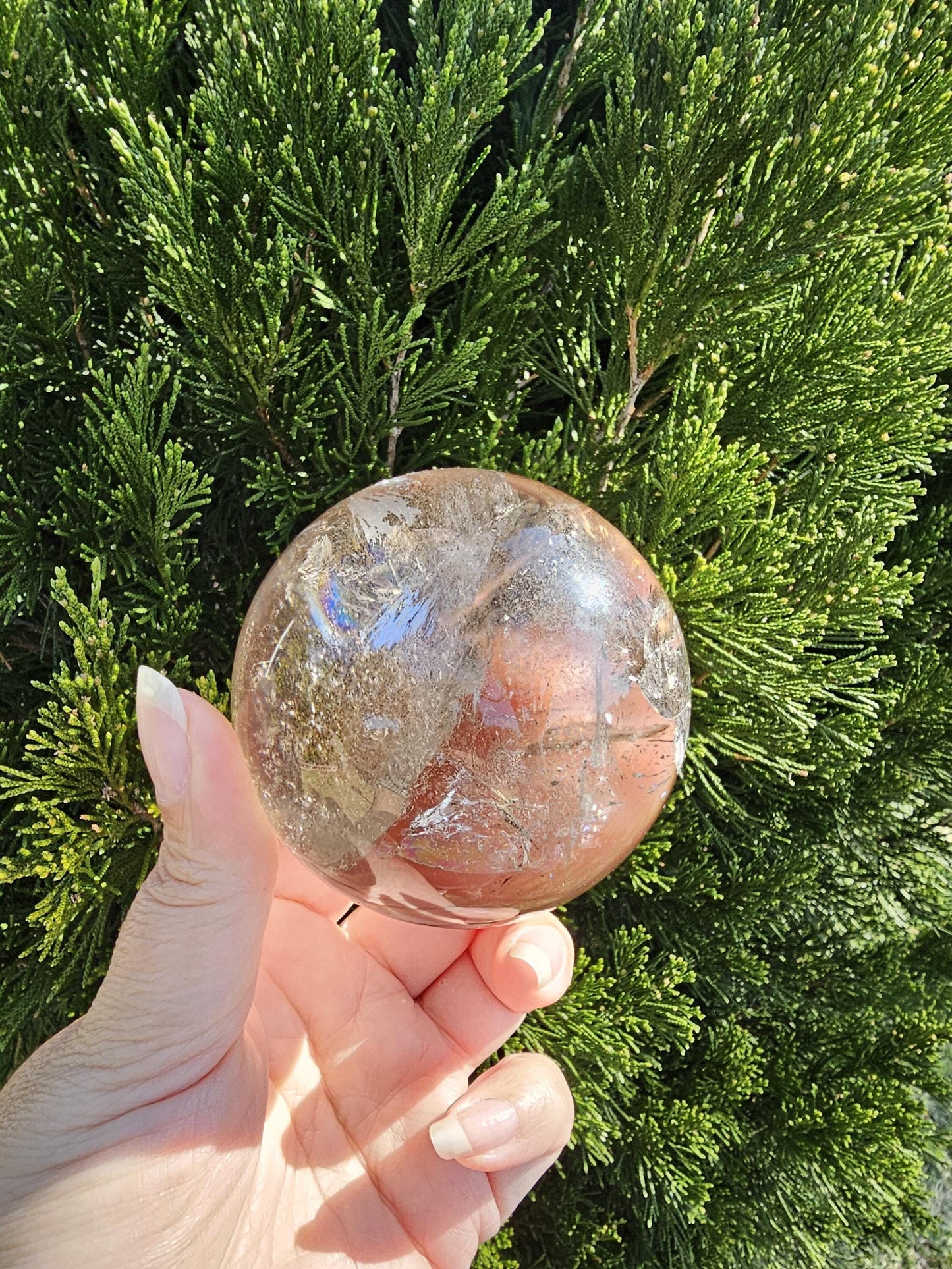 High Quality Smoky Quartz 7cm Sphere w/rainbows