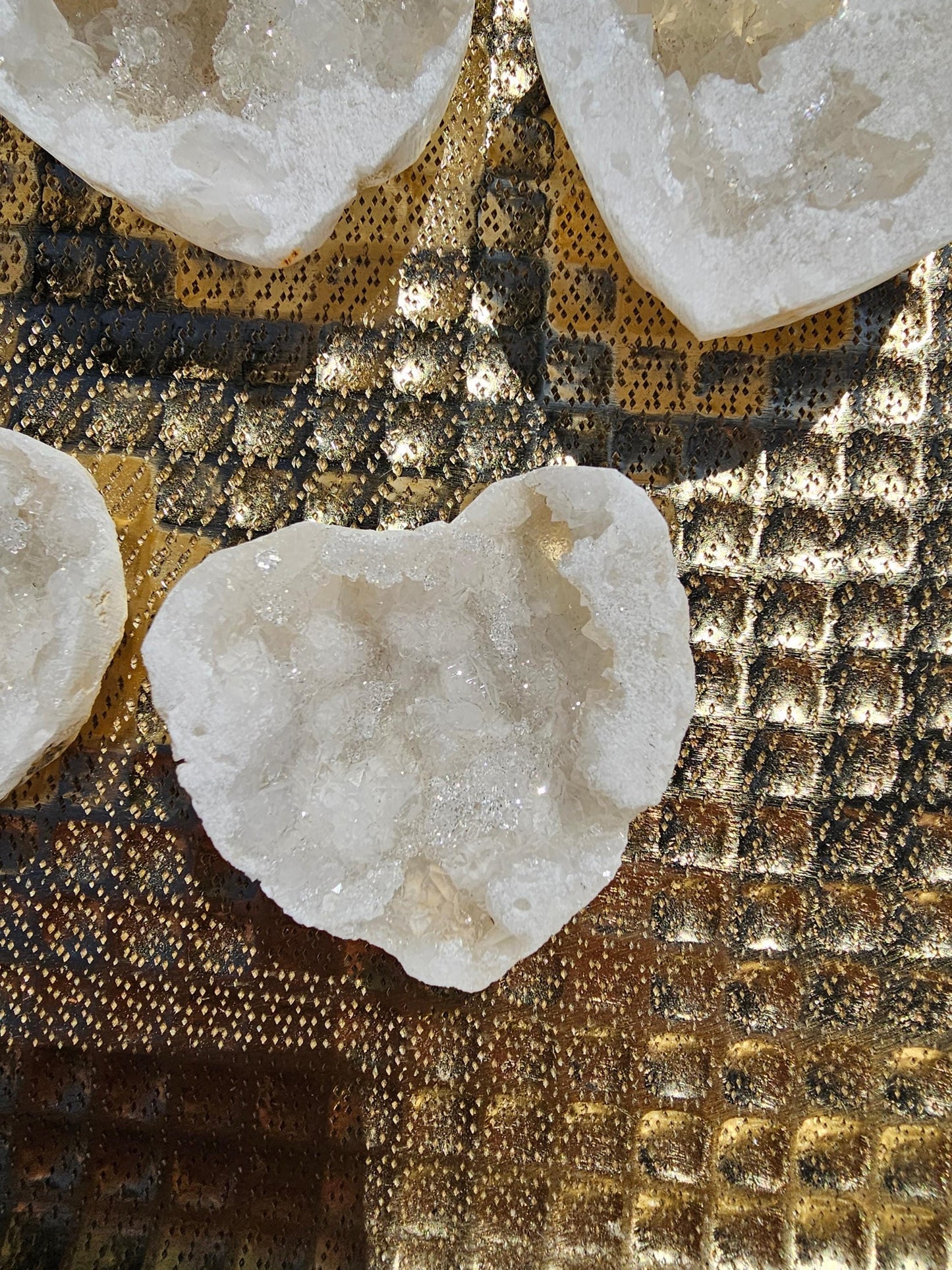 Druzy Clear Quartz Geode Hearts