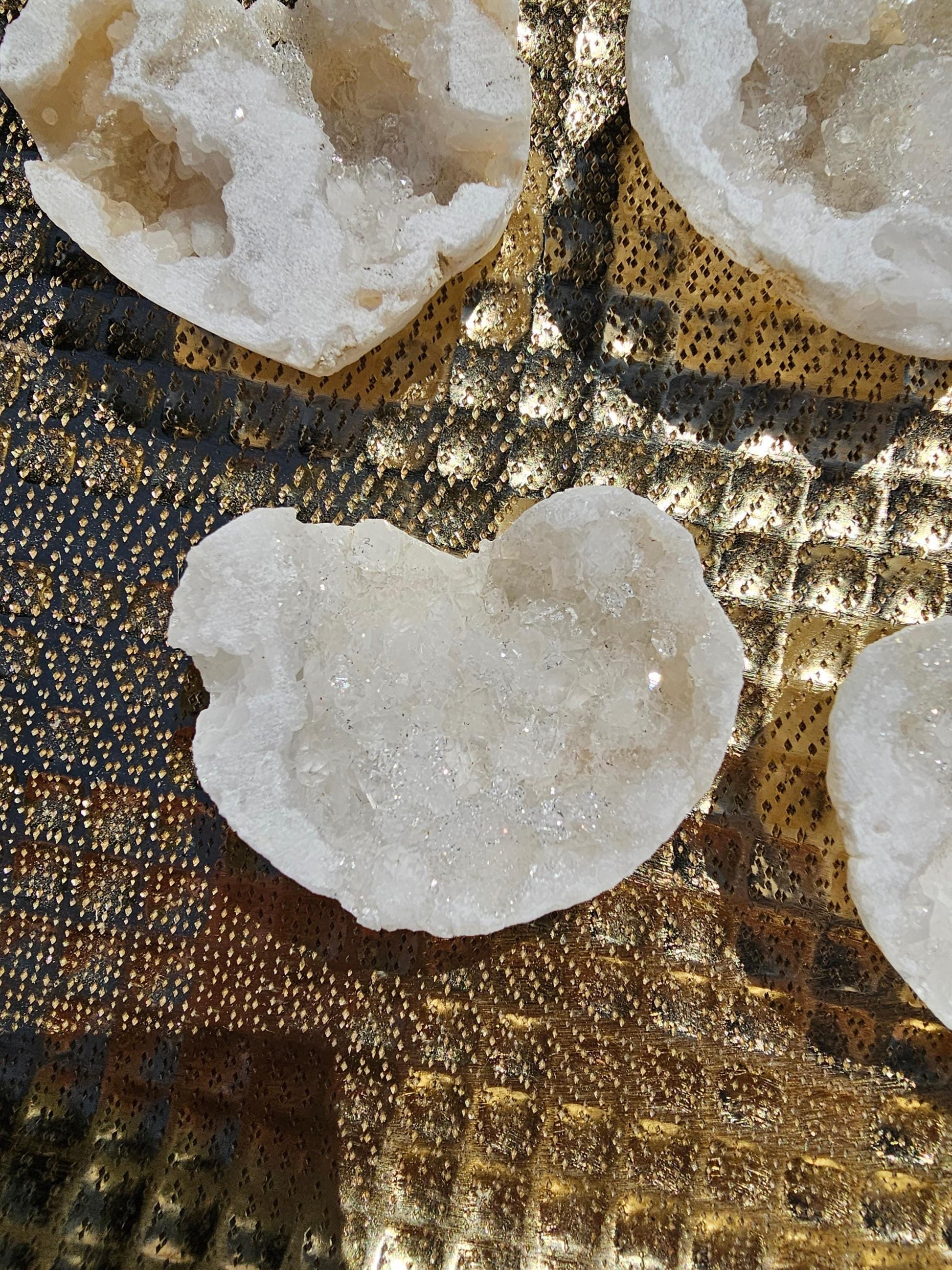 Druzy Clear Quartz Geode Hearts