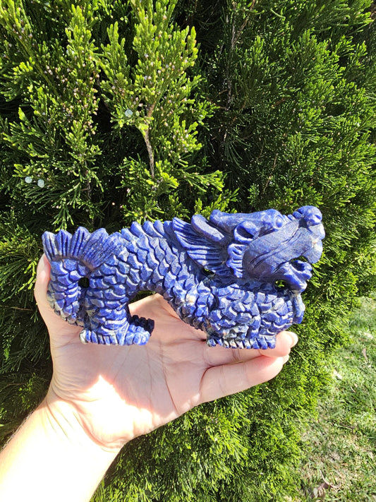 Sodalite Dragon carving