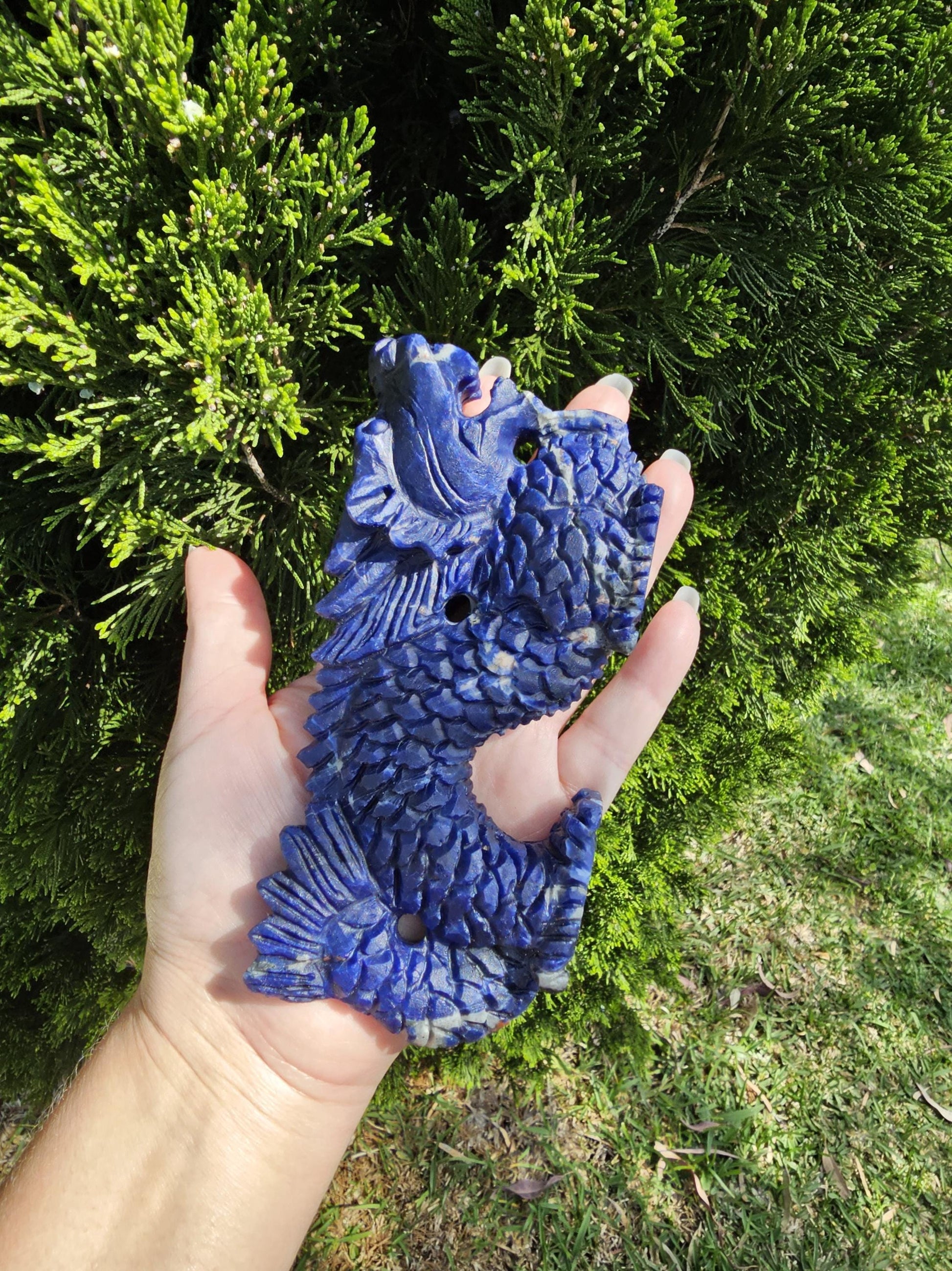 Sodalite Dragon carving