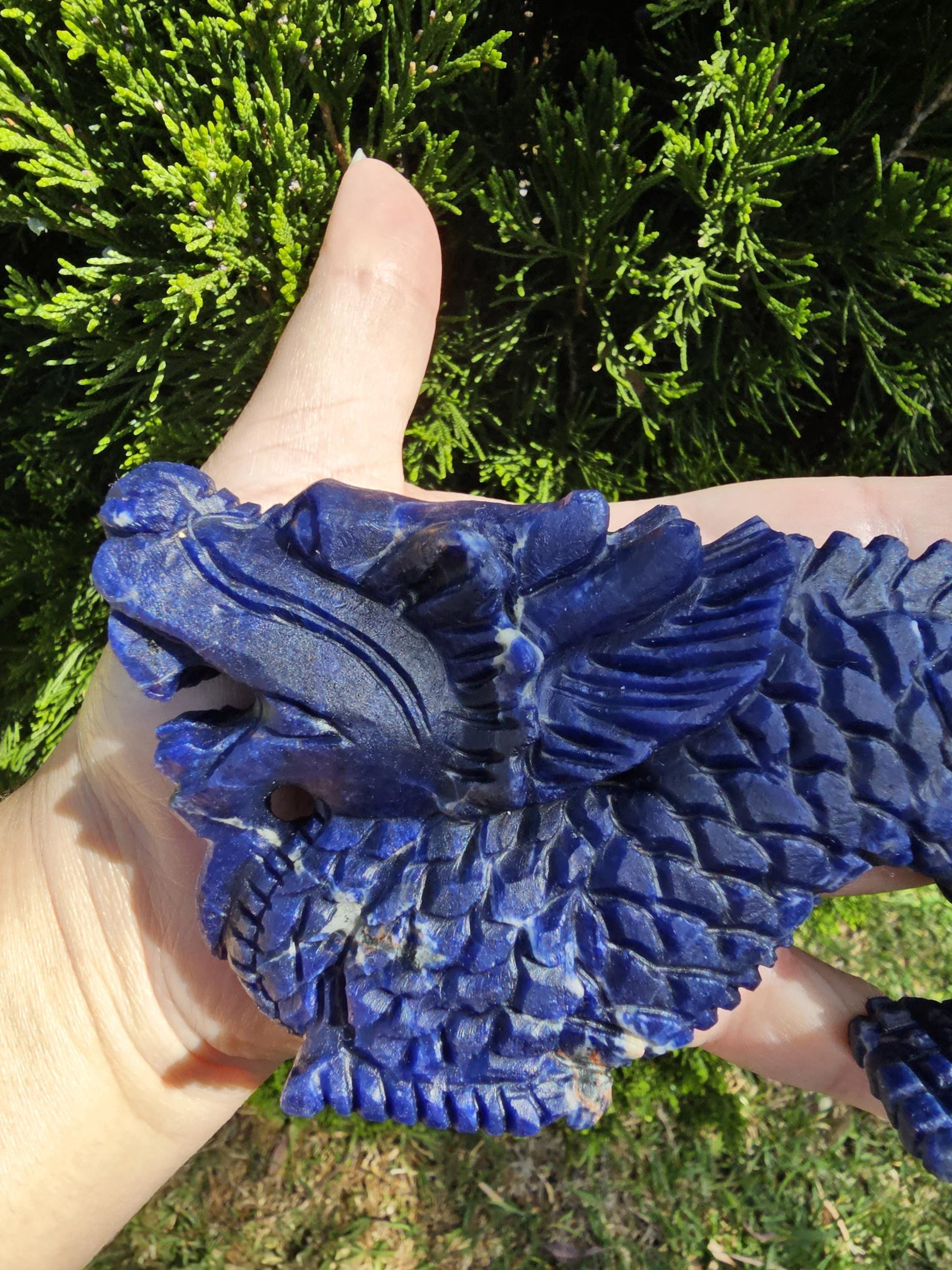 Sodalite Dragon carving