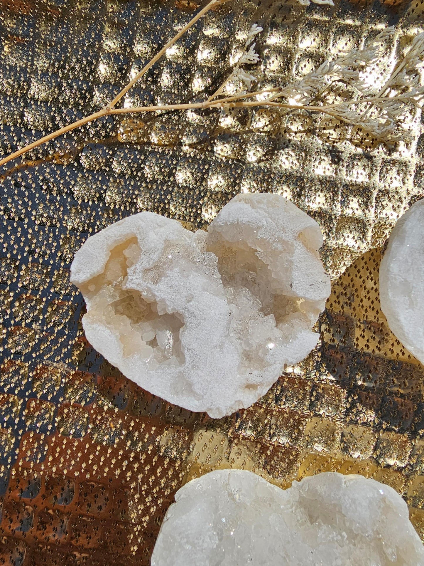 Druzy Clear Quartz Geode Hearts