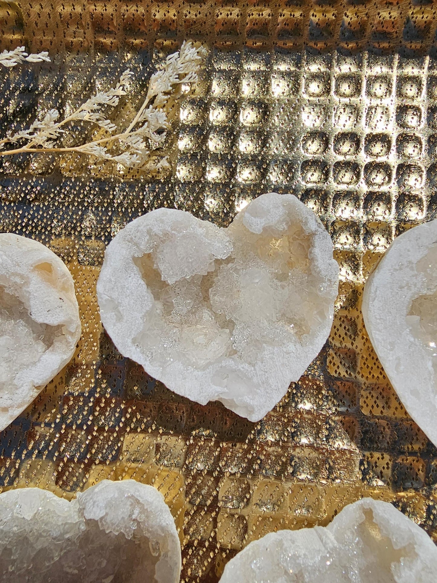 Druzy Clear Quartz Geode Hearts