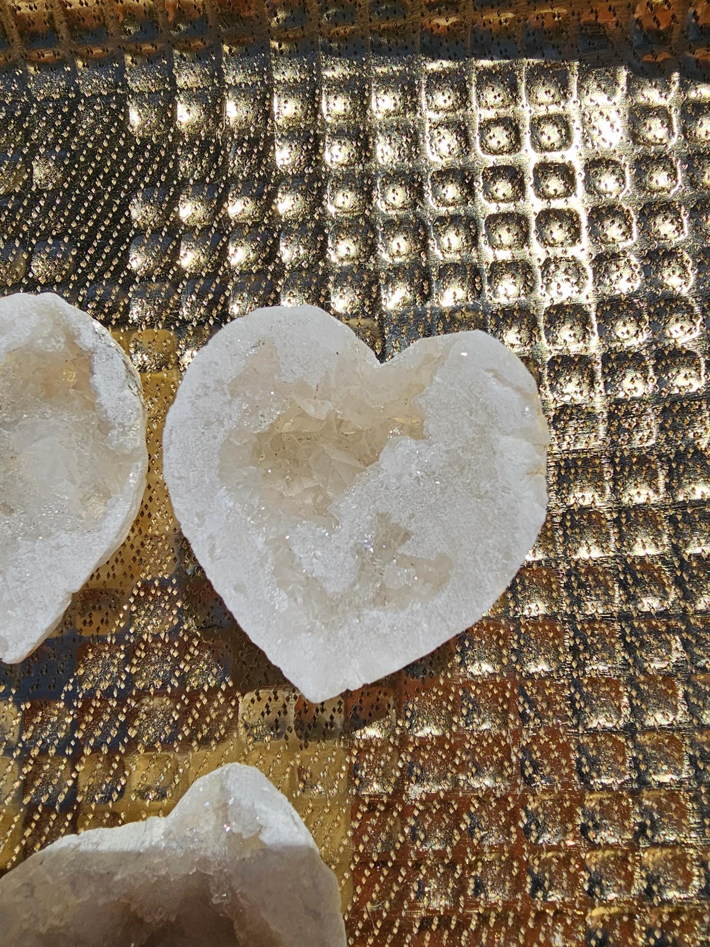 Druzy Clear Quartz Geode Hearts