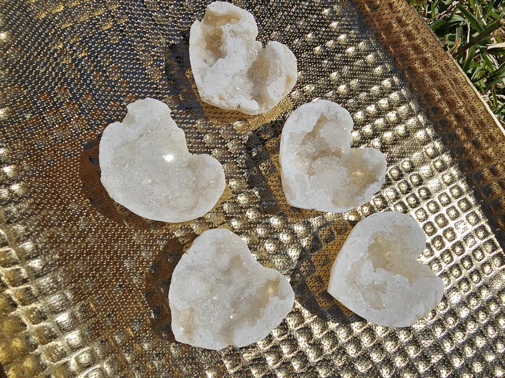 Druzy Clear Quartz Geode Hearts