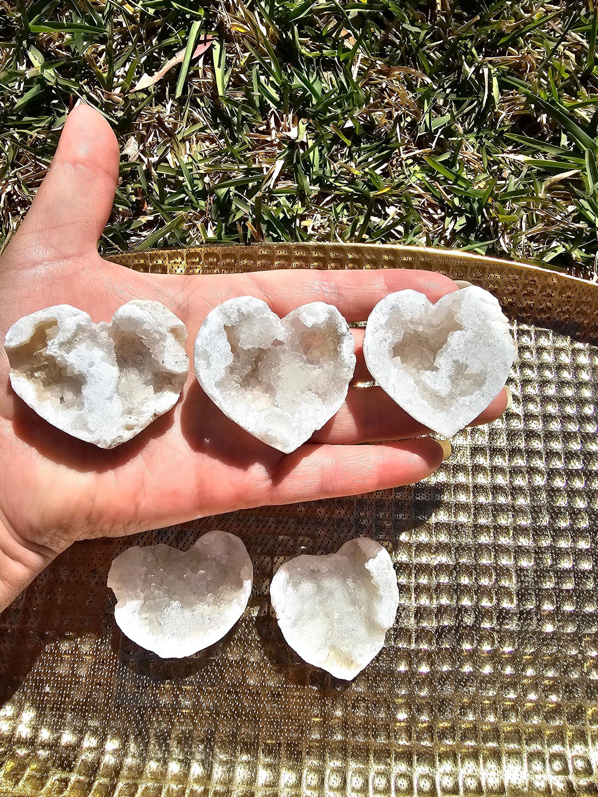 Druzy Clear Quartz Geode Hearts